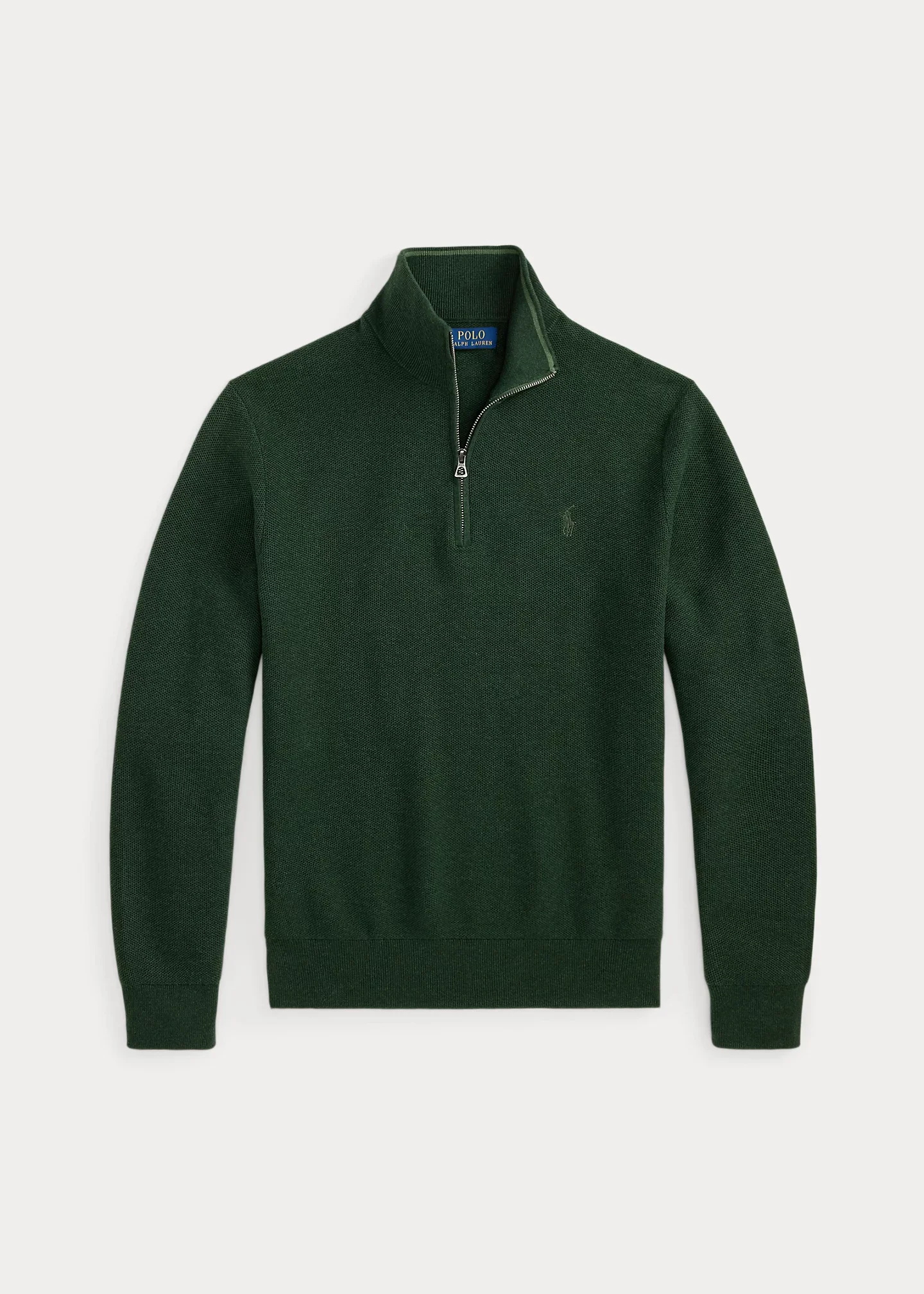Mesh-Knit Cotton Quarter-Zip Sweater - 1