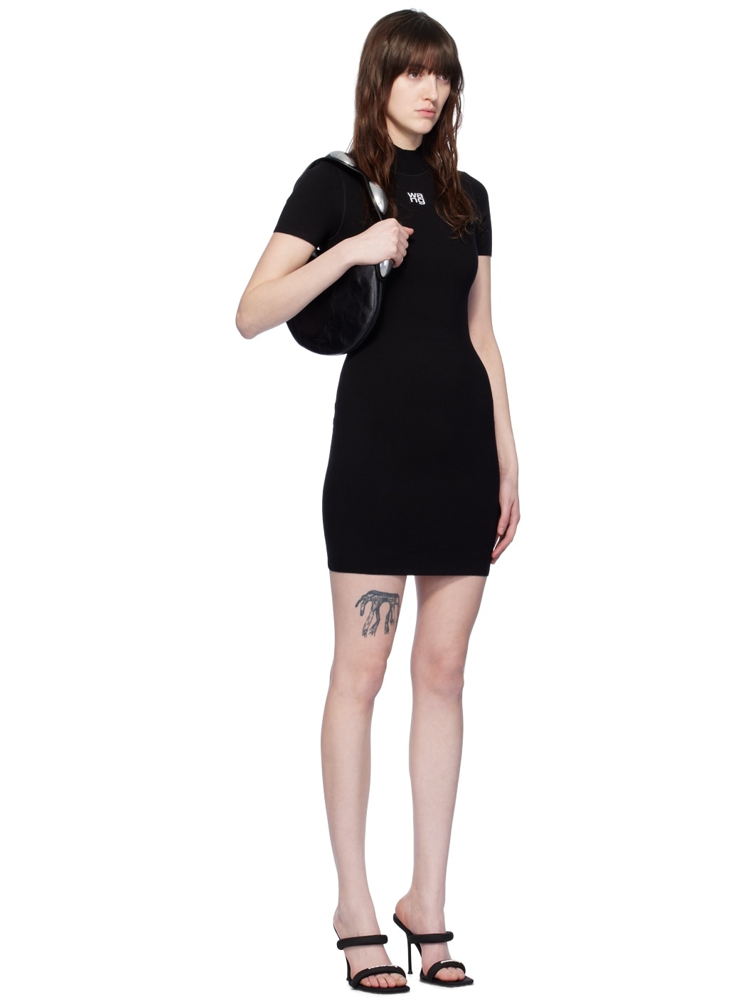 Black Mock Neck Minidress - 2