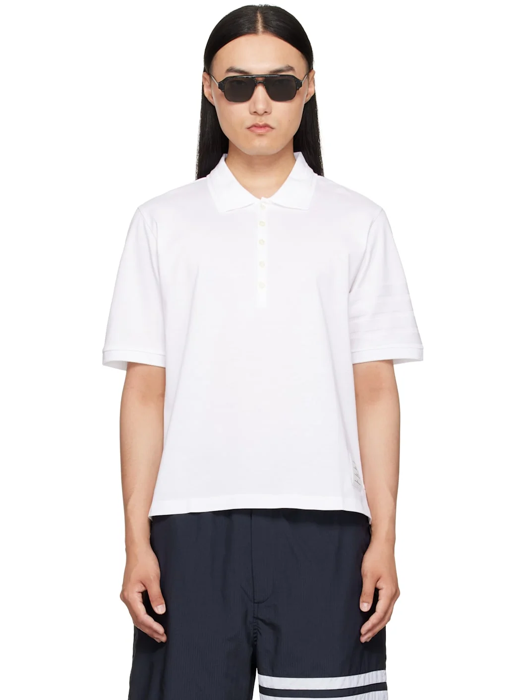 White Jersey Ottoman 4-Bar Polo - 1