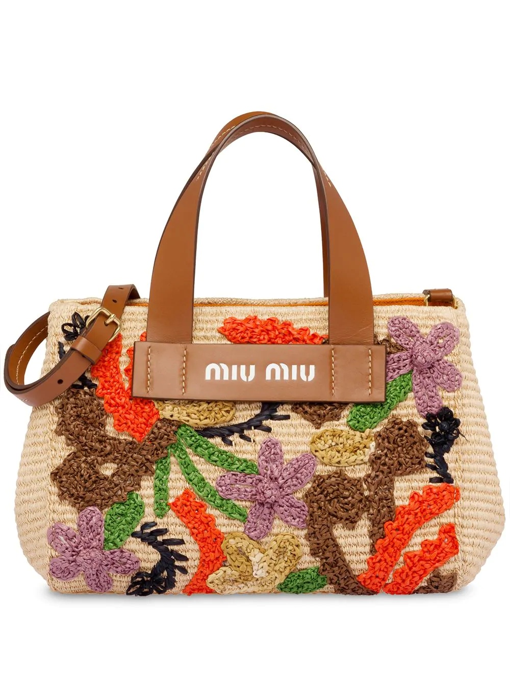 floral logo print tote bag - 1