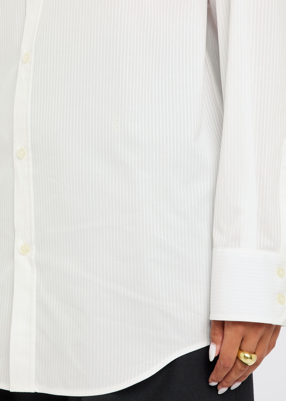 Yves Saint Laurent Logo-embroidered Striped Cotton Shirt - 5