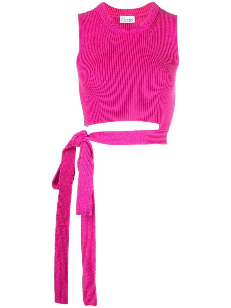 tie-strap ribbed-knit top 1