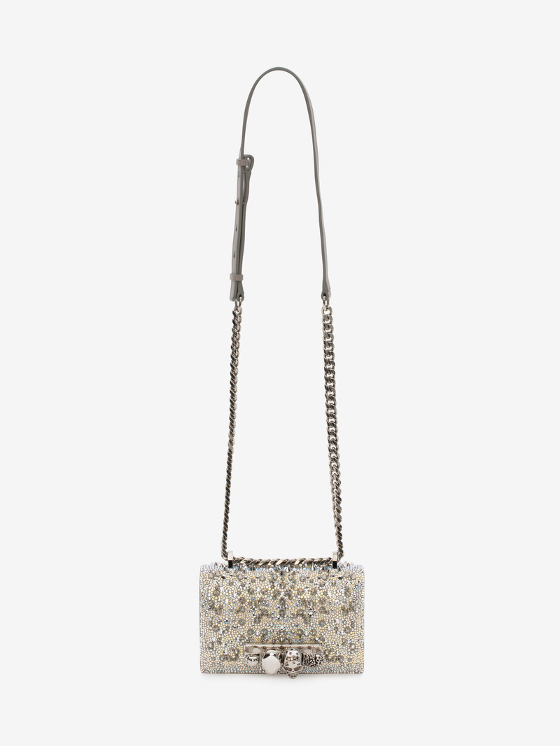 Women's Mini Jewelled Satchel in White 5