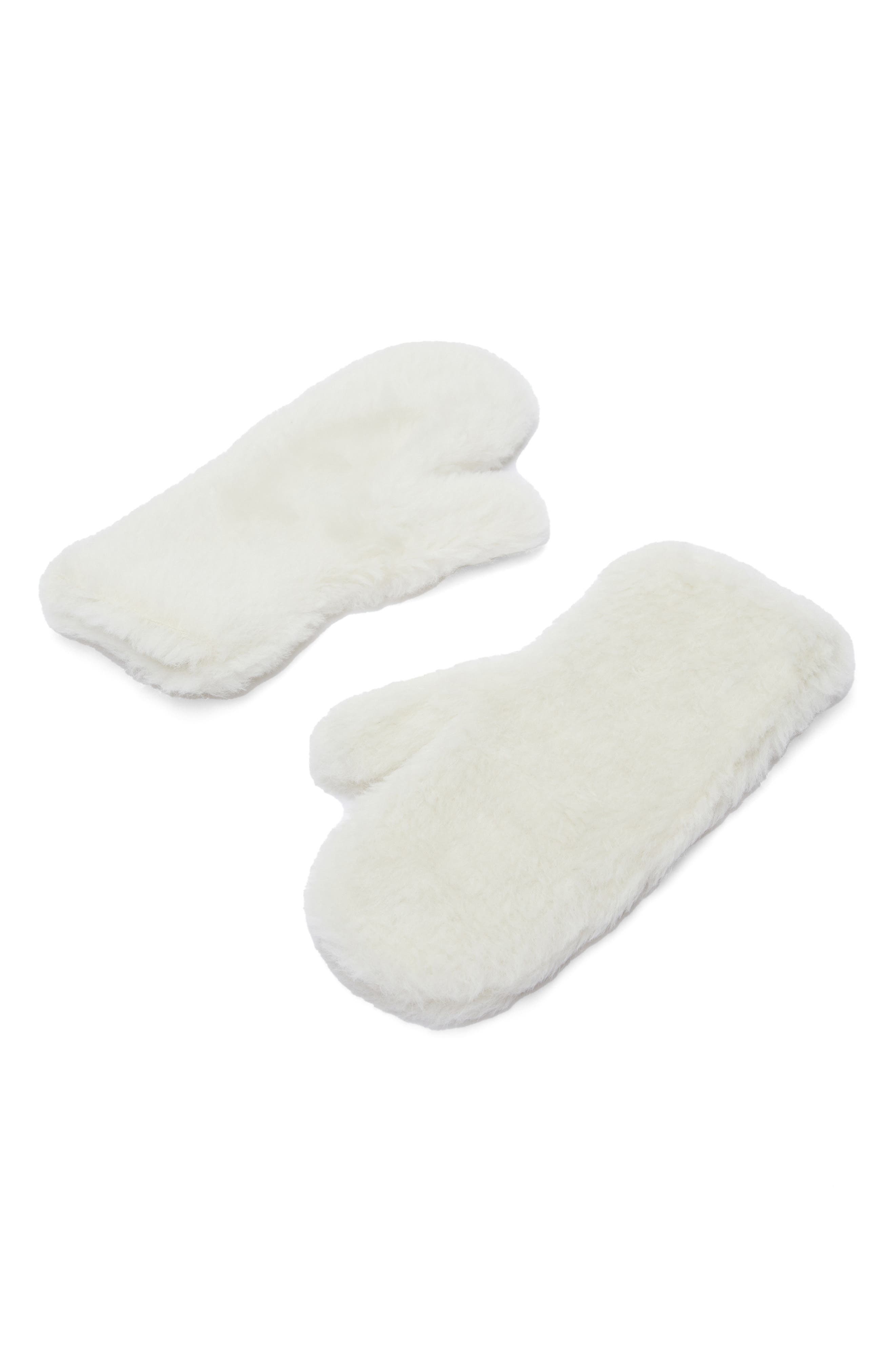 Max Mara Ombrato Teddy Mitts in Off White at Nordstrom - 3