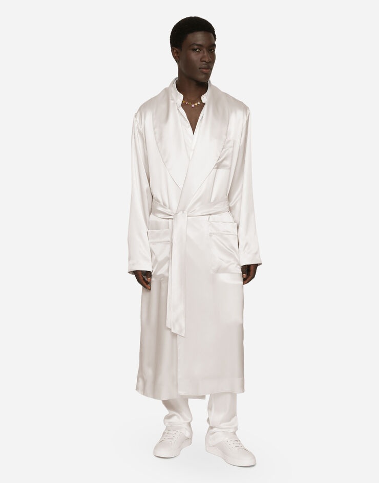 Silk satin robe with metal DG logo - 2