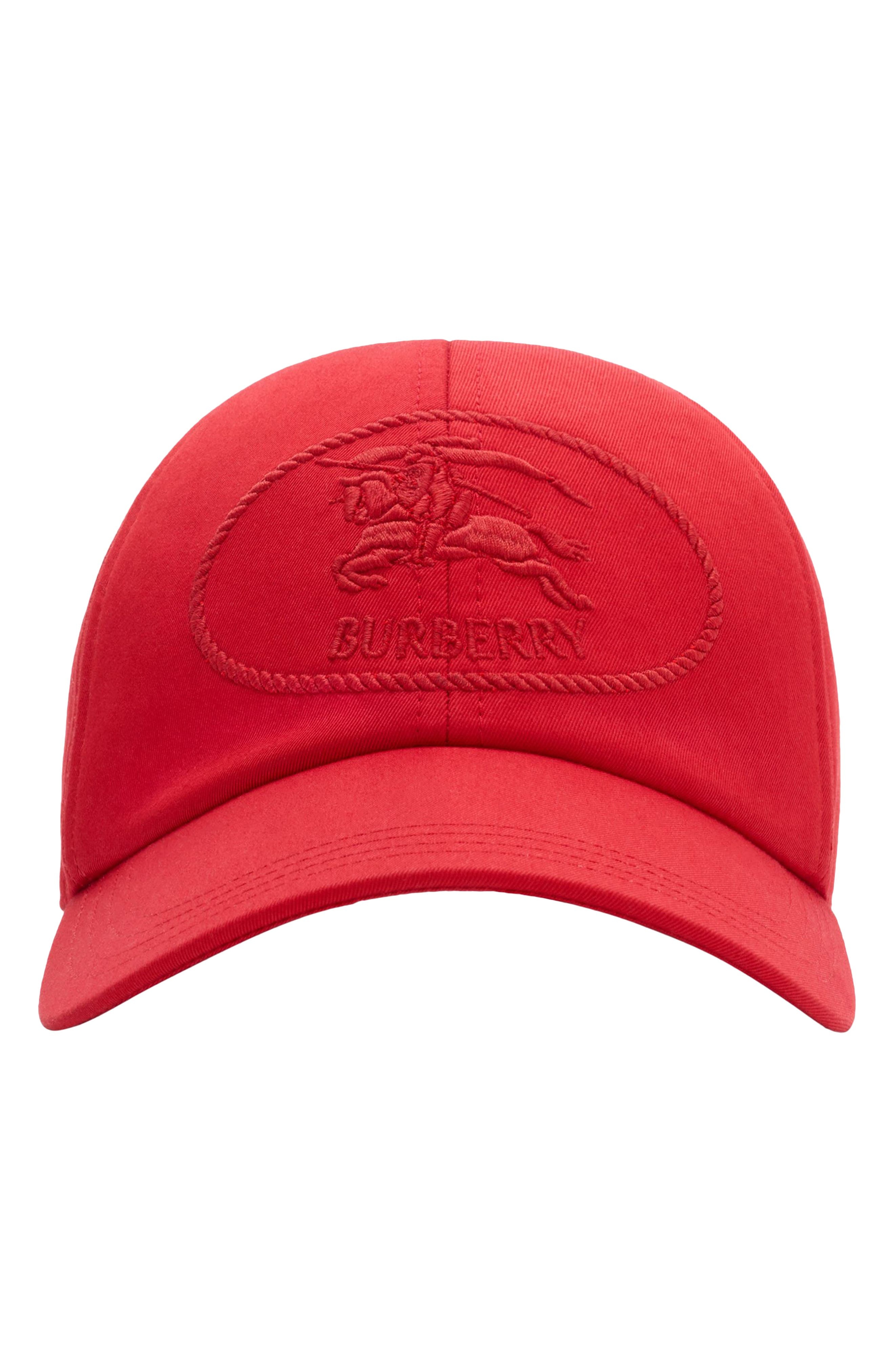 burberry EKD Embroidered Water Resistant Gabardine Adjustable Baseball Cap in Currant at Nordstrom - 1