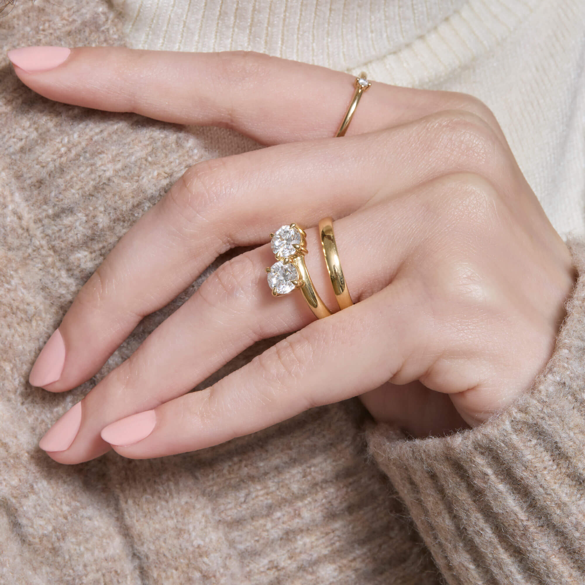 LAB-Created Diamond Moi Et Toi Ring - 5