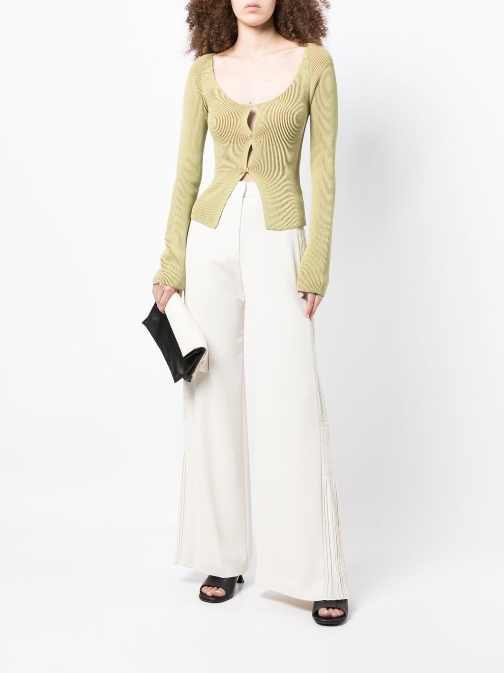 wide-leg ruched trousers - 2