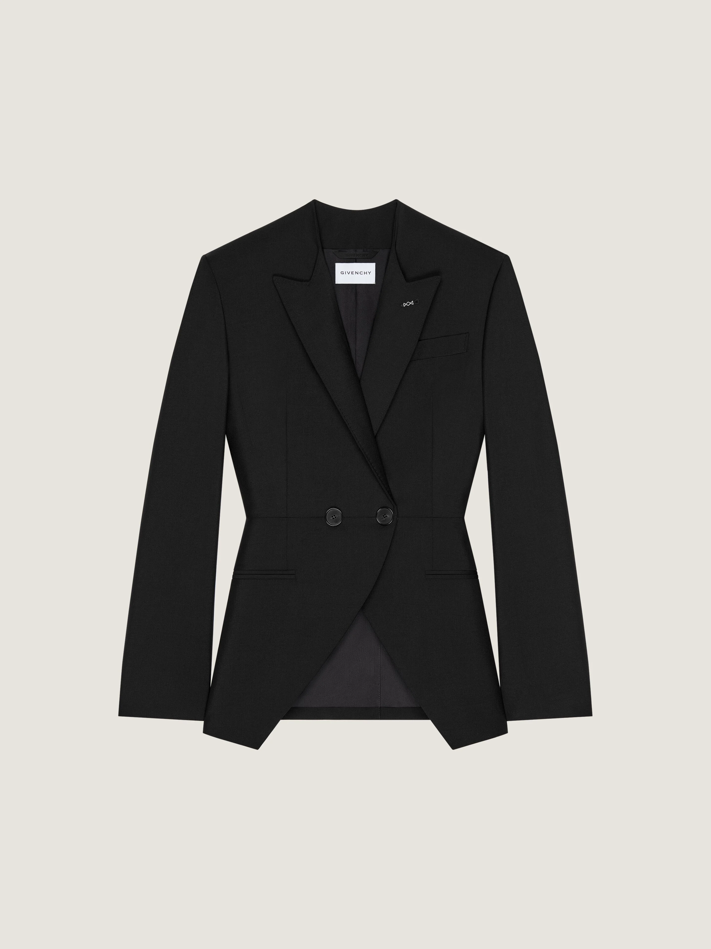 SLASHED DOUBLE-BREASTED JACKET IN WOOL AND MOHAIR - 1