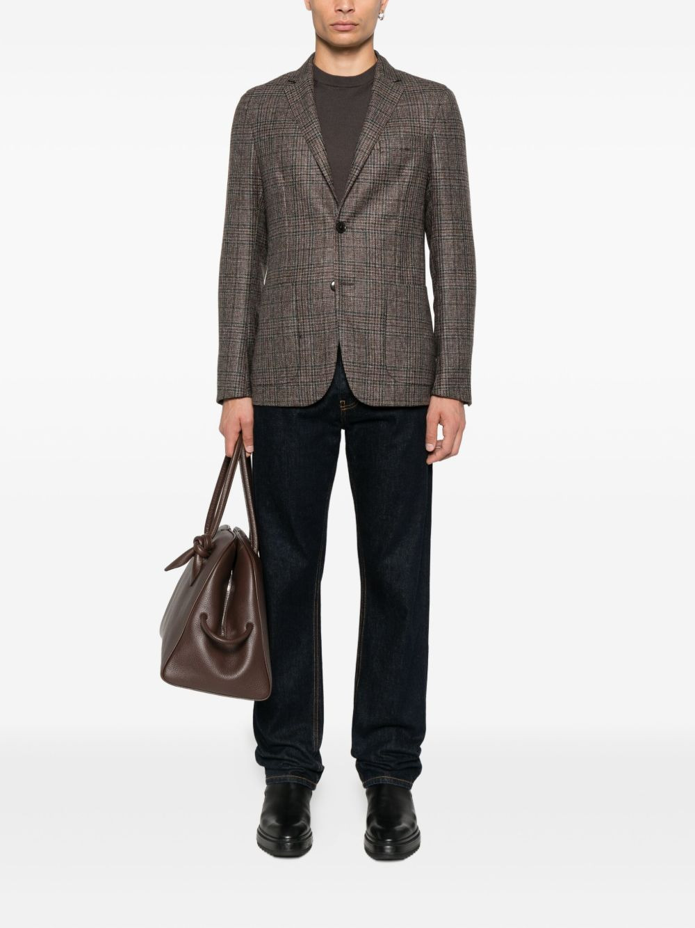 checked two-button jacket - 2