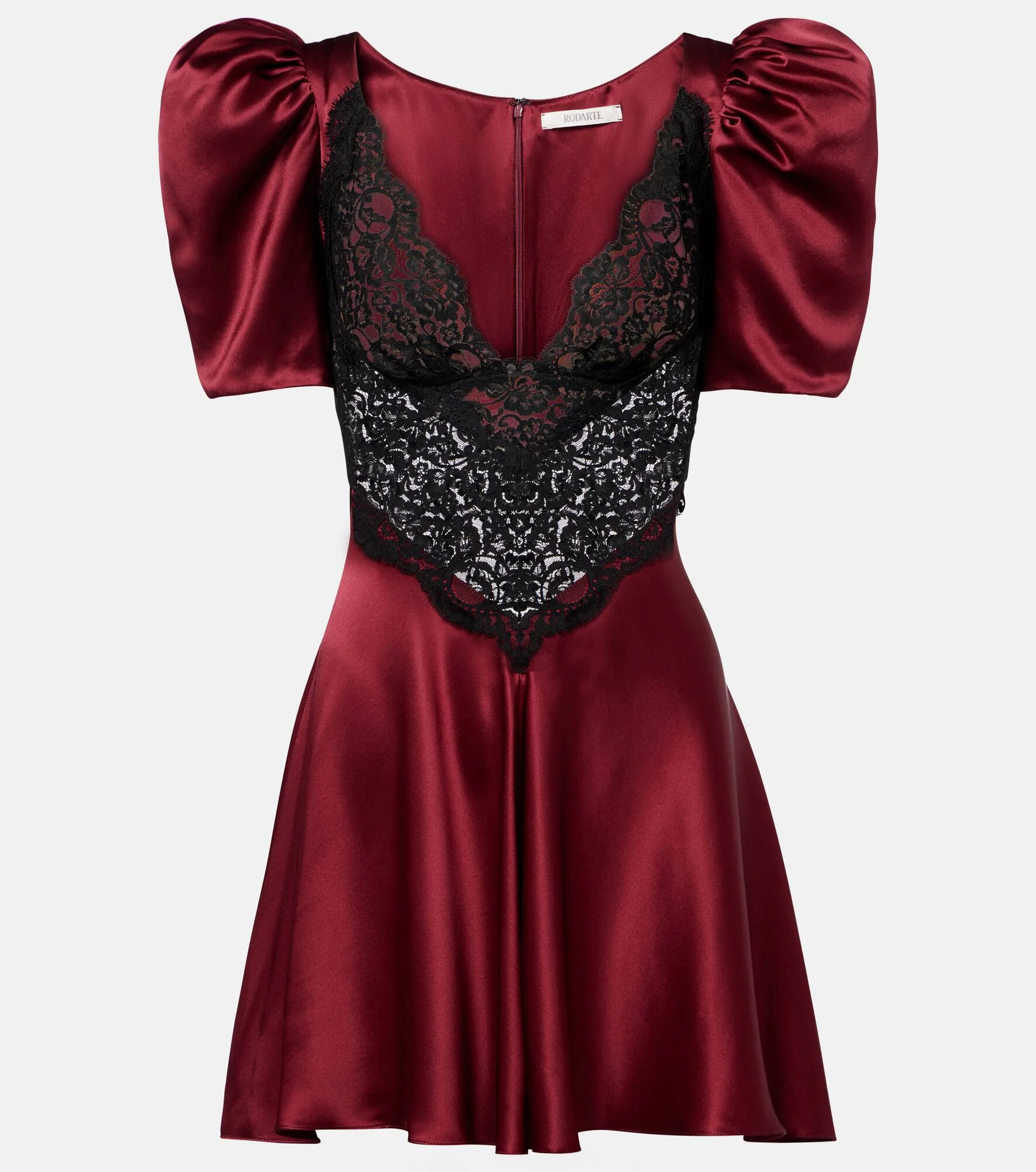Lace-trimmed silk cocktail dress - 1