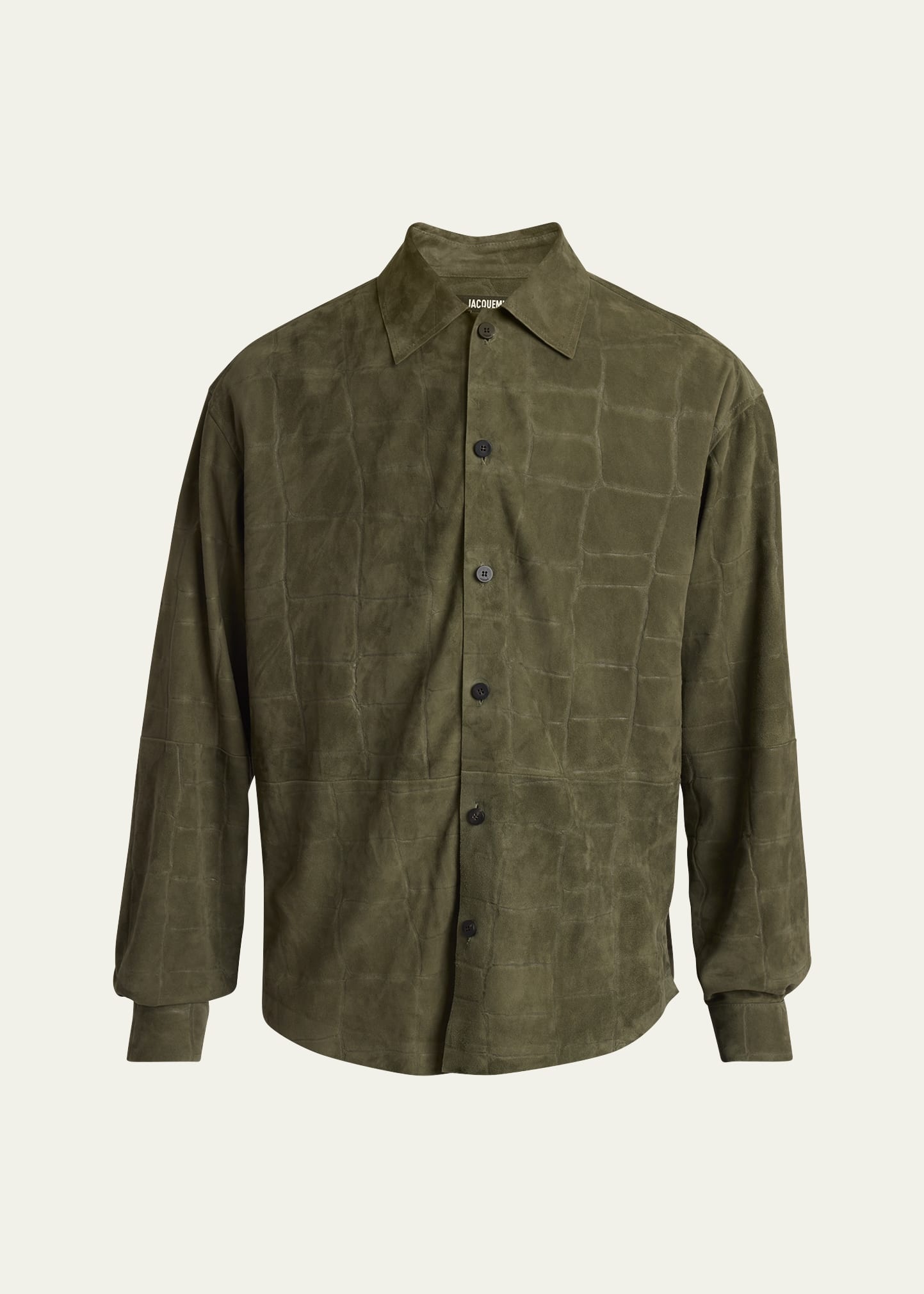 Men's Croc-Embossed Leather Sport Shirt - 1