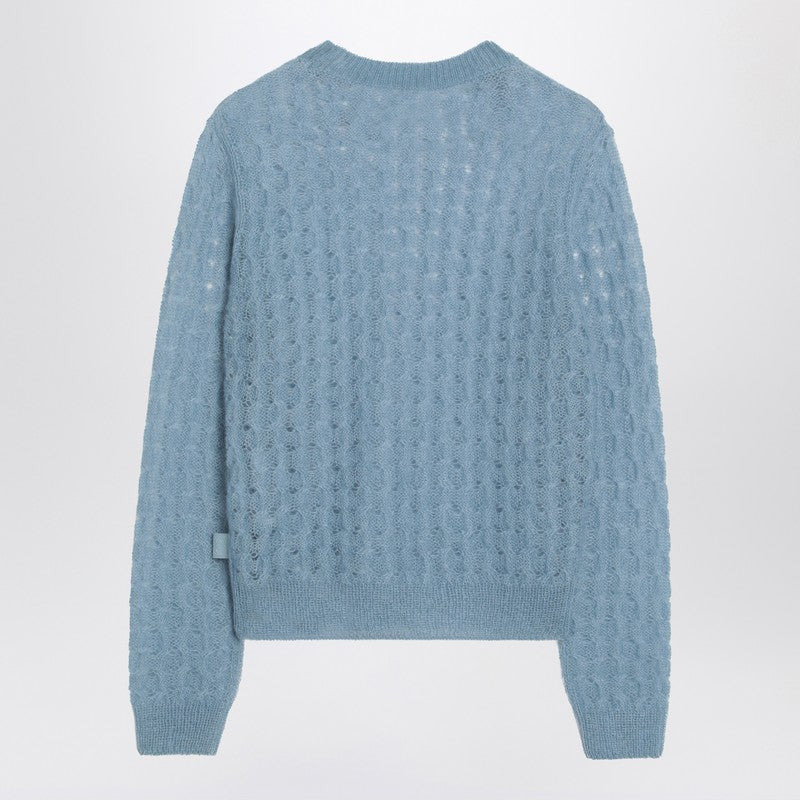 Loewe Sky Blue Perforated Sweater In Mohair Blend Women - 2