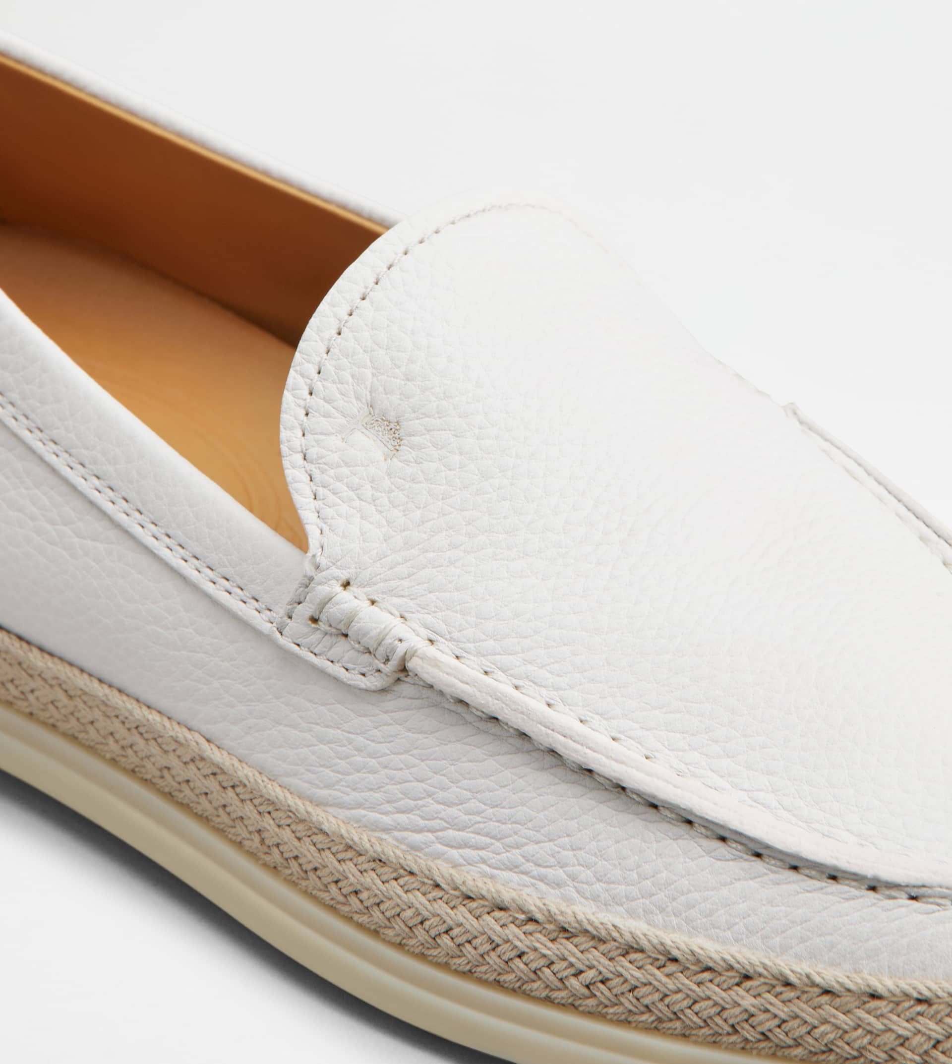 SLIPPER LOAFERS IN LEATHER - WHITE - 5