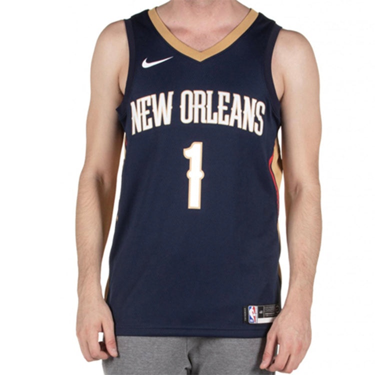 Nike NBA Zion Williamson Basketball Sports Jersey SW Fan Edition New Orleans Pelicans 1 Navy Blue Da - 3