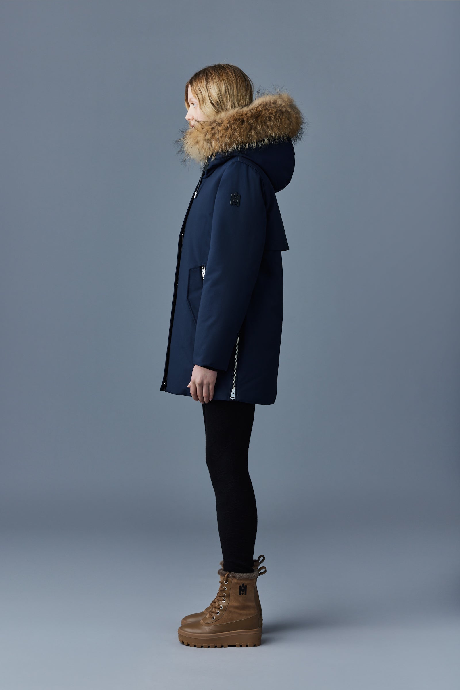 KINSLEE 2-in-1 oversized down parka with bib and natural fur - 3