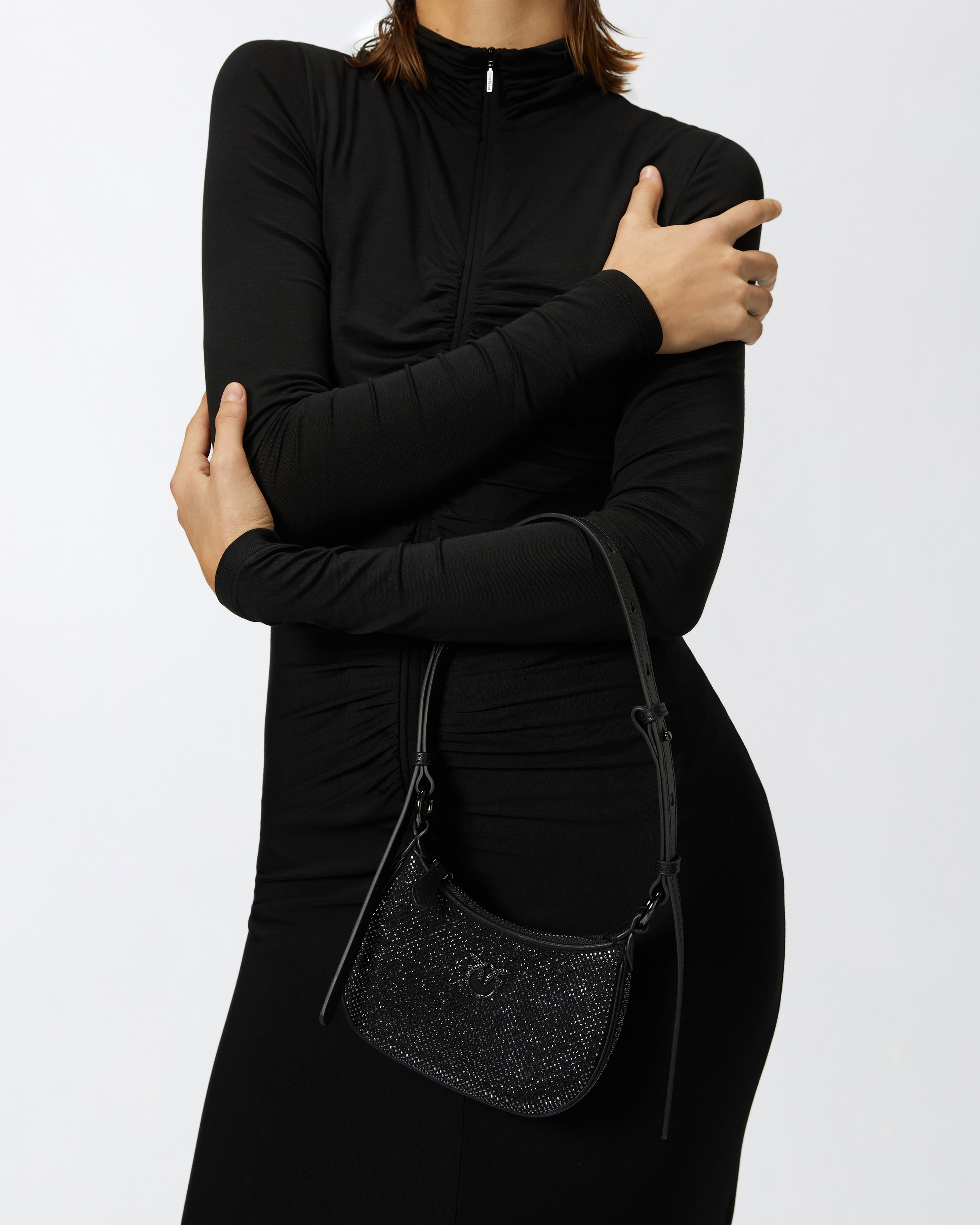 BABY HALF MOON SHOULDER BAG WITH RHINESTONES - 5