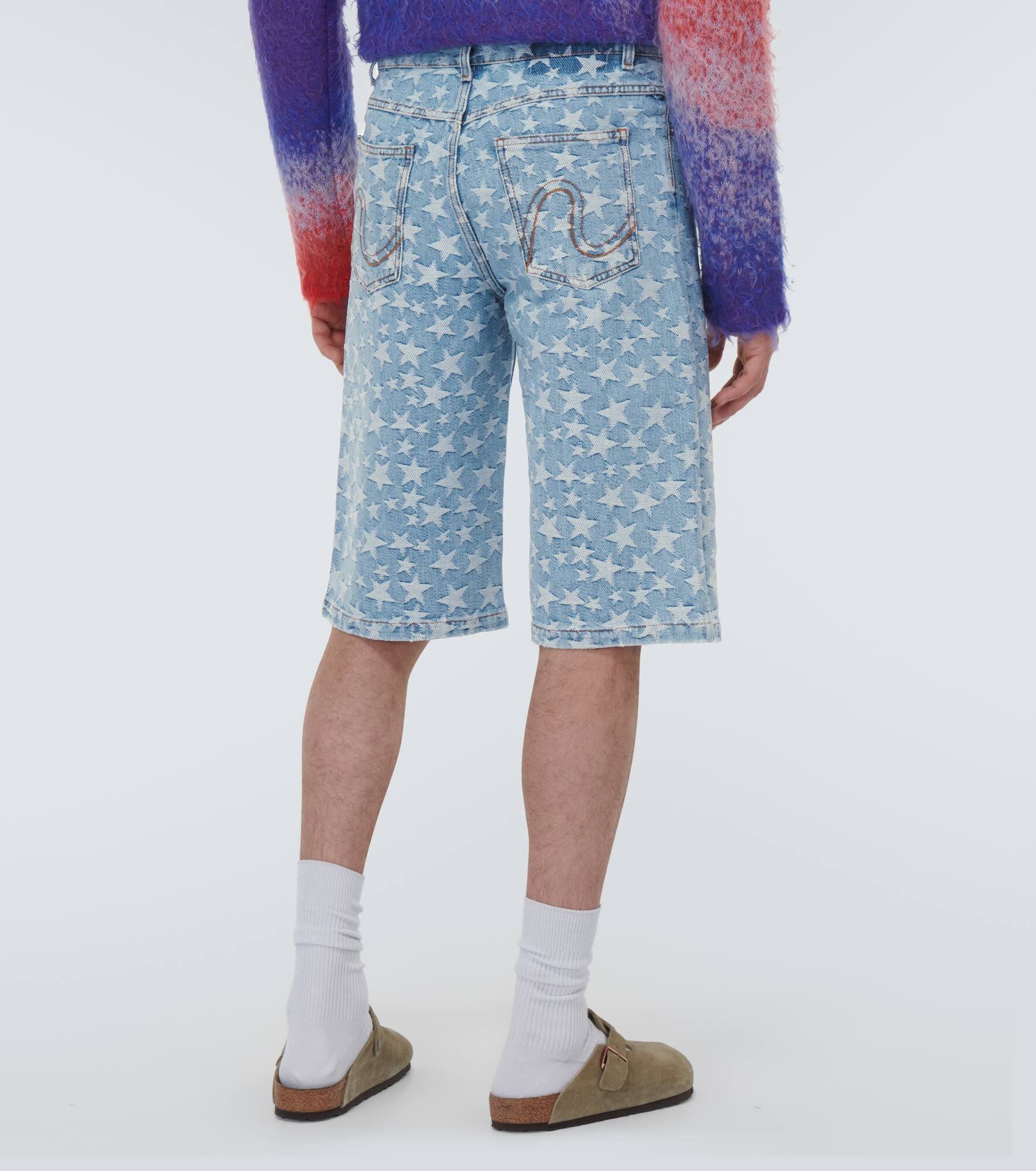 Jacquard cotton denim shorts - 4