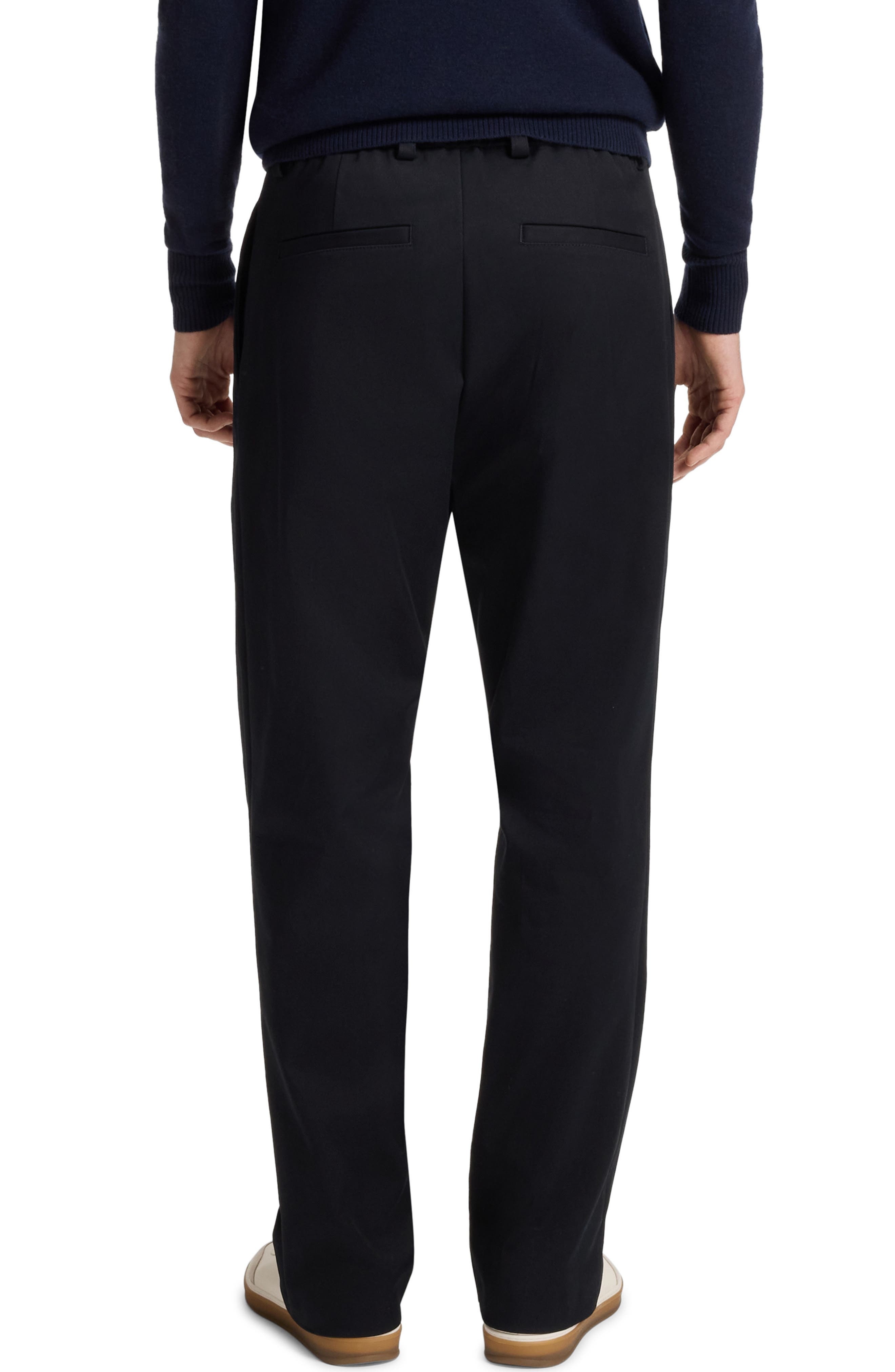 BOSS Pleated Cotton Stretch Twill Dress Pants in Dark Blue at Nordstrom - 3