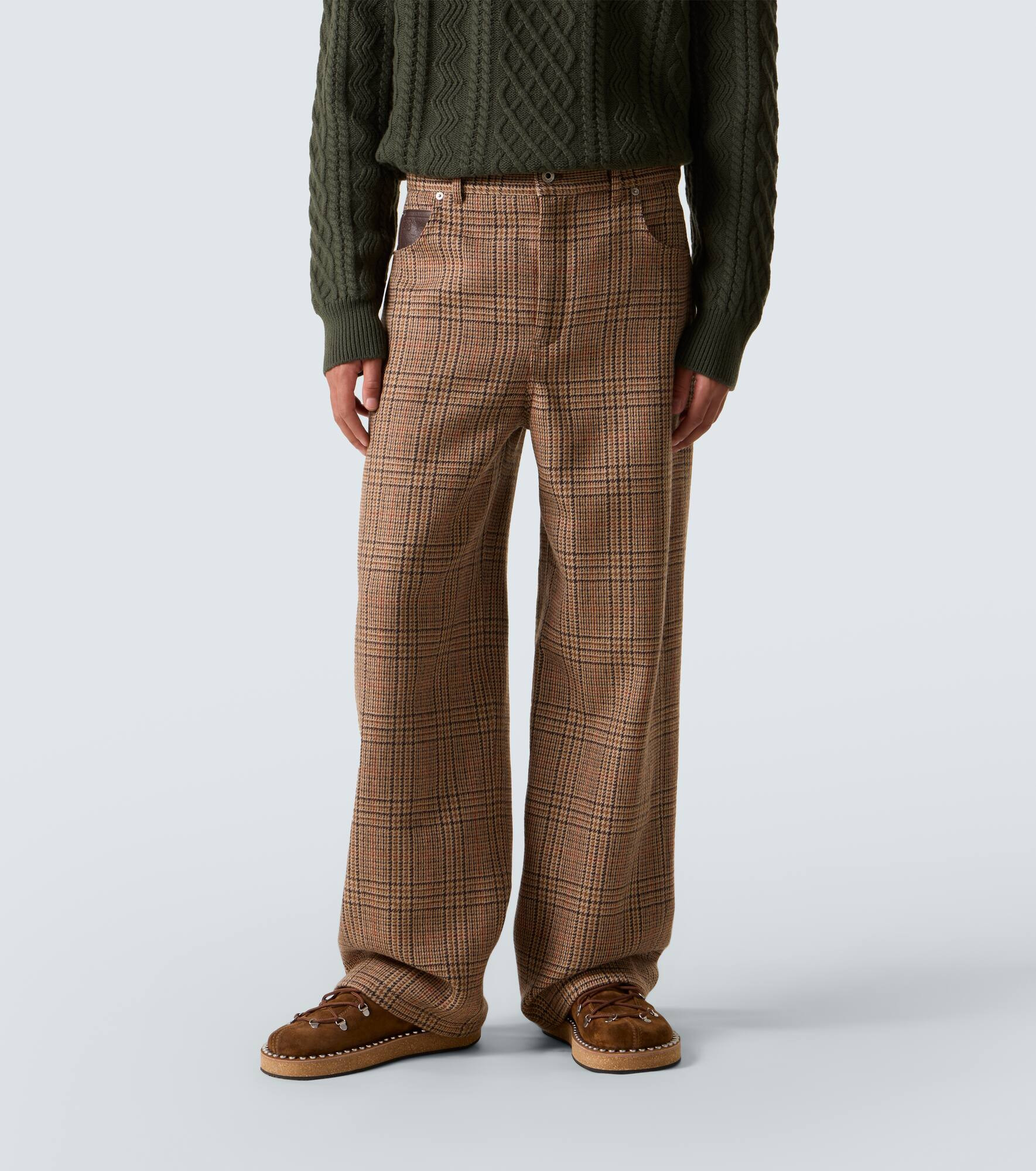 Checked wool wide-leg pants - 3