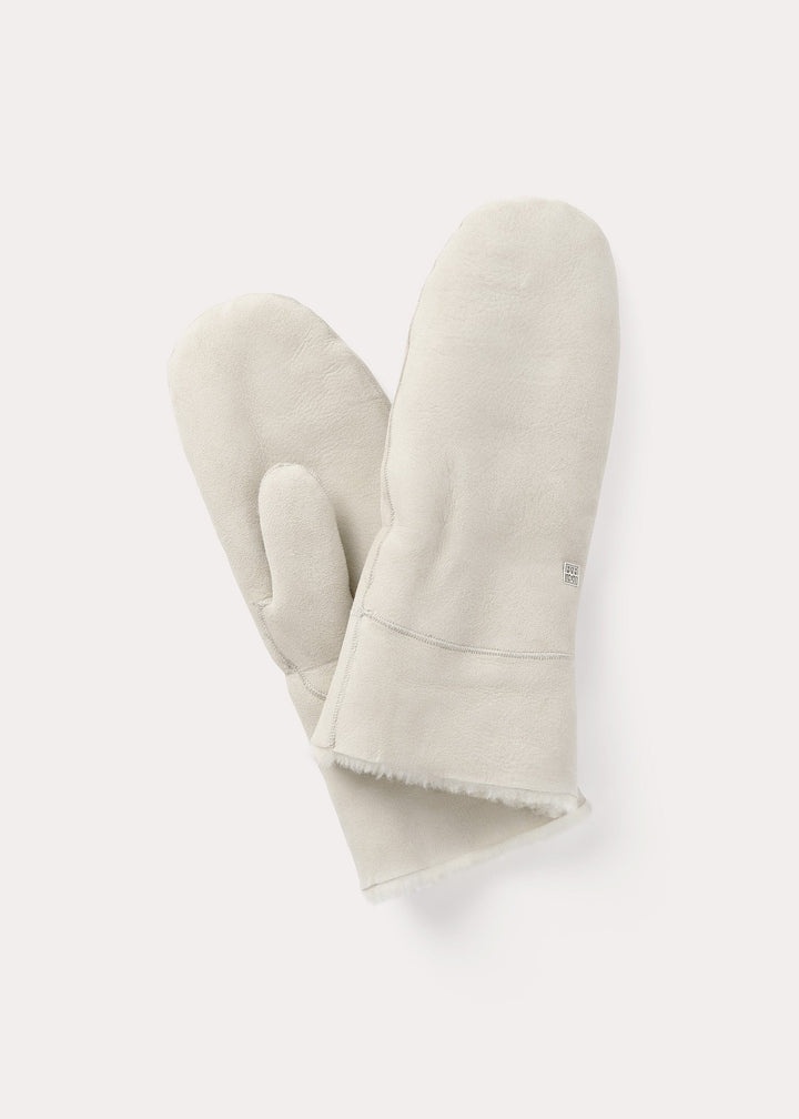 Suede shearling mittens macadamia - 5