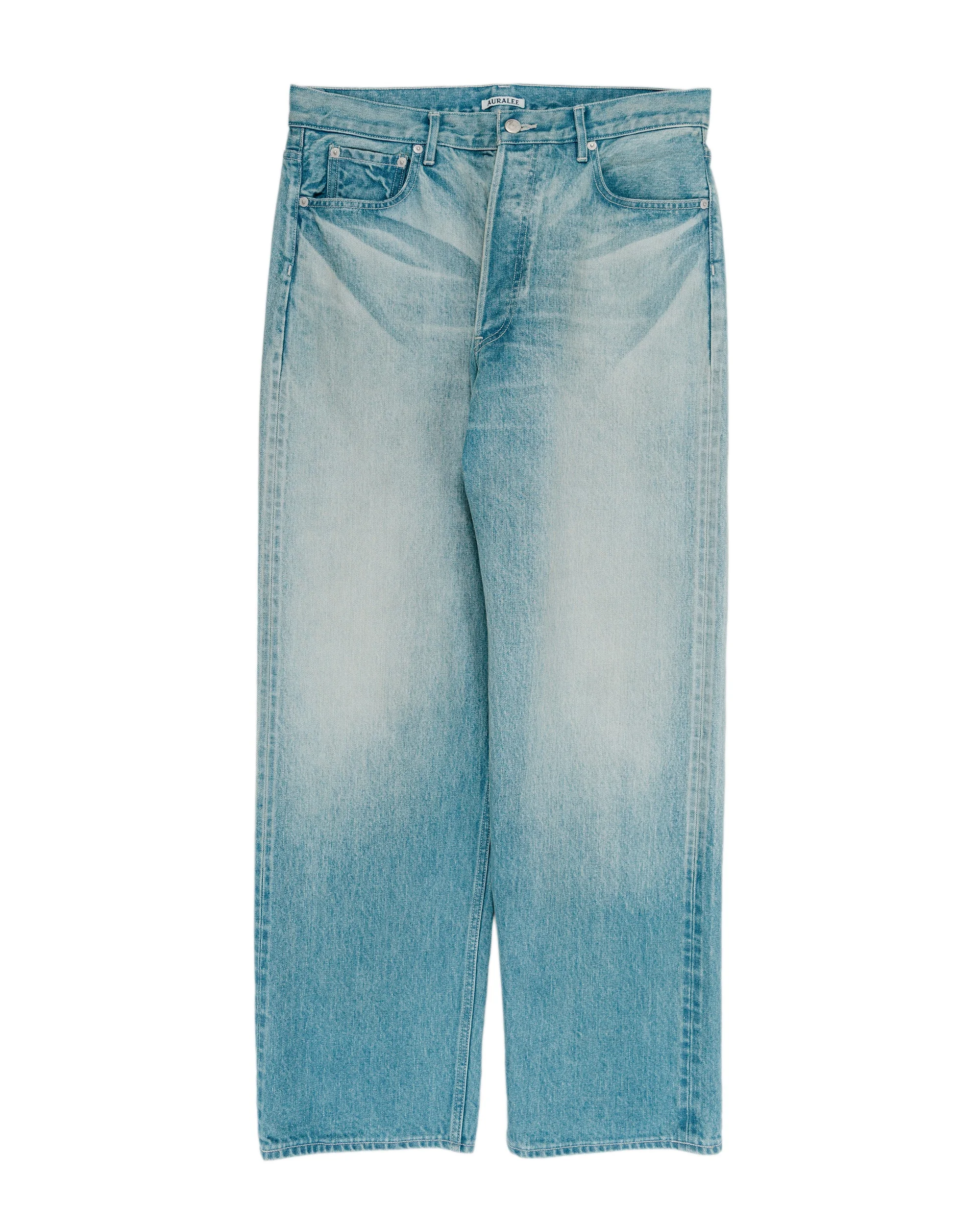 Selvedge Faded Heavy Denim Wide Pants Faded Indigo - 1