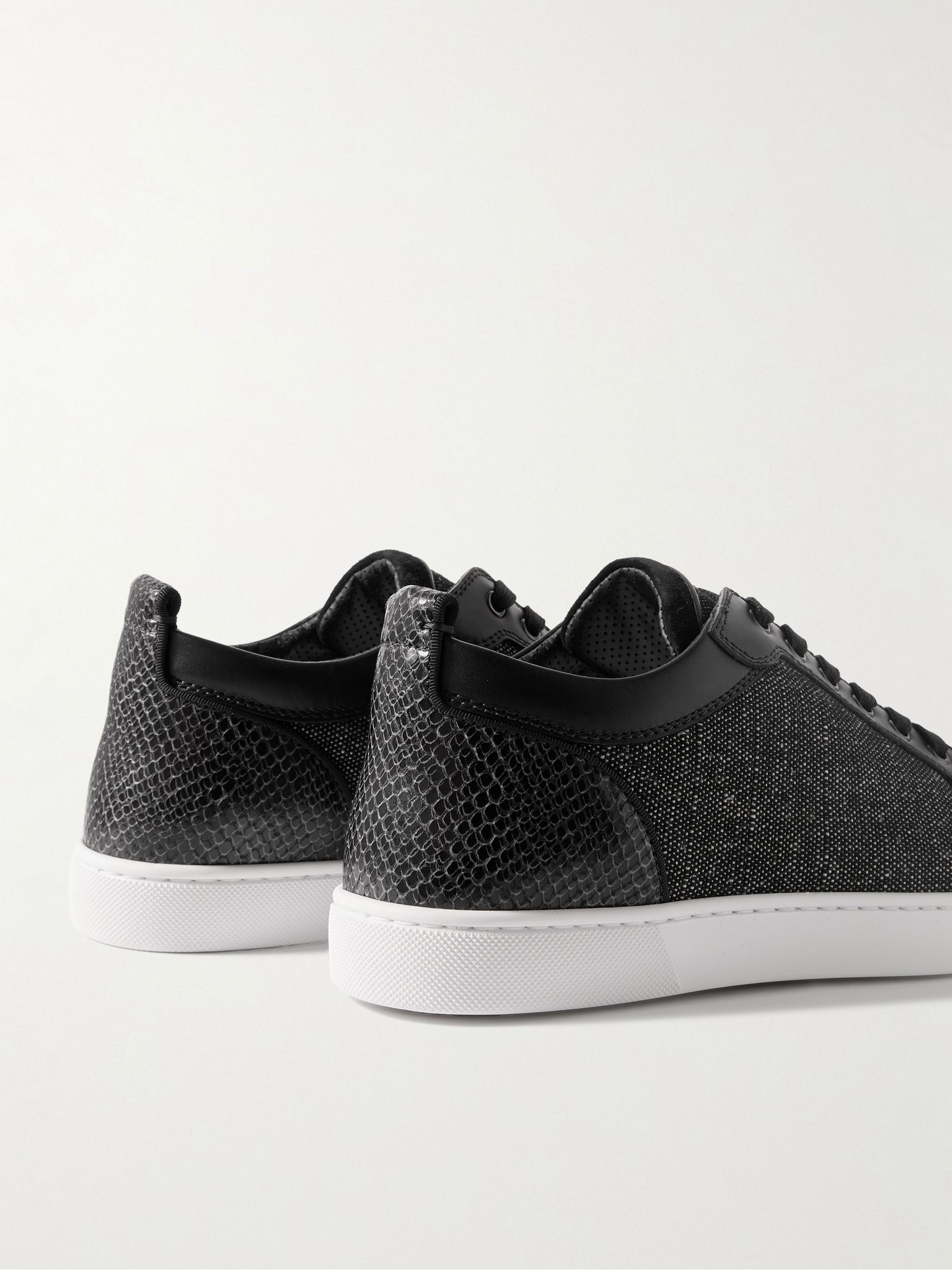 Rantulow Canvas, Snake-Effect Leather and Suede Sneakers Black - 5