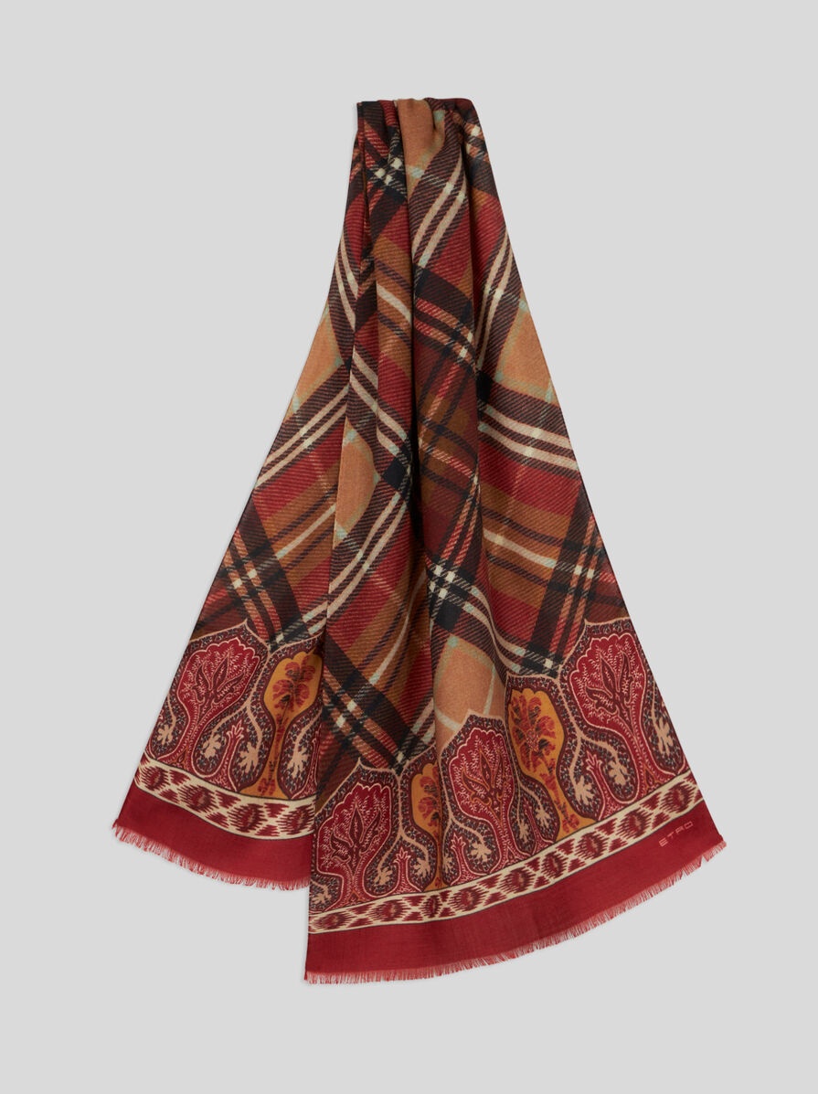 PAISLEY AND CHECK SCARF - 1