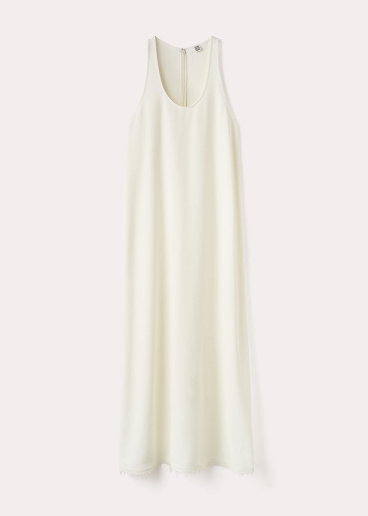 Scoop-neck sablé dress macadamia - 1