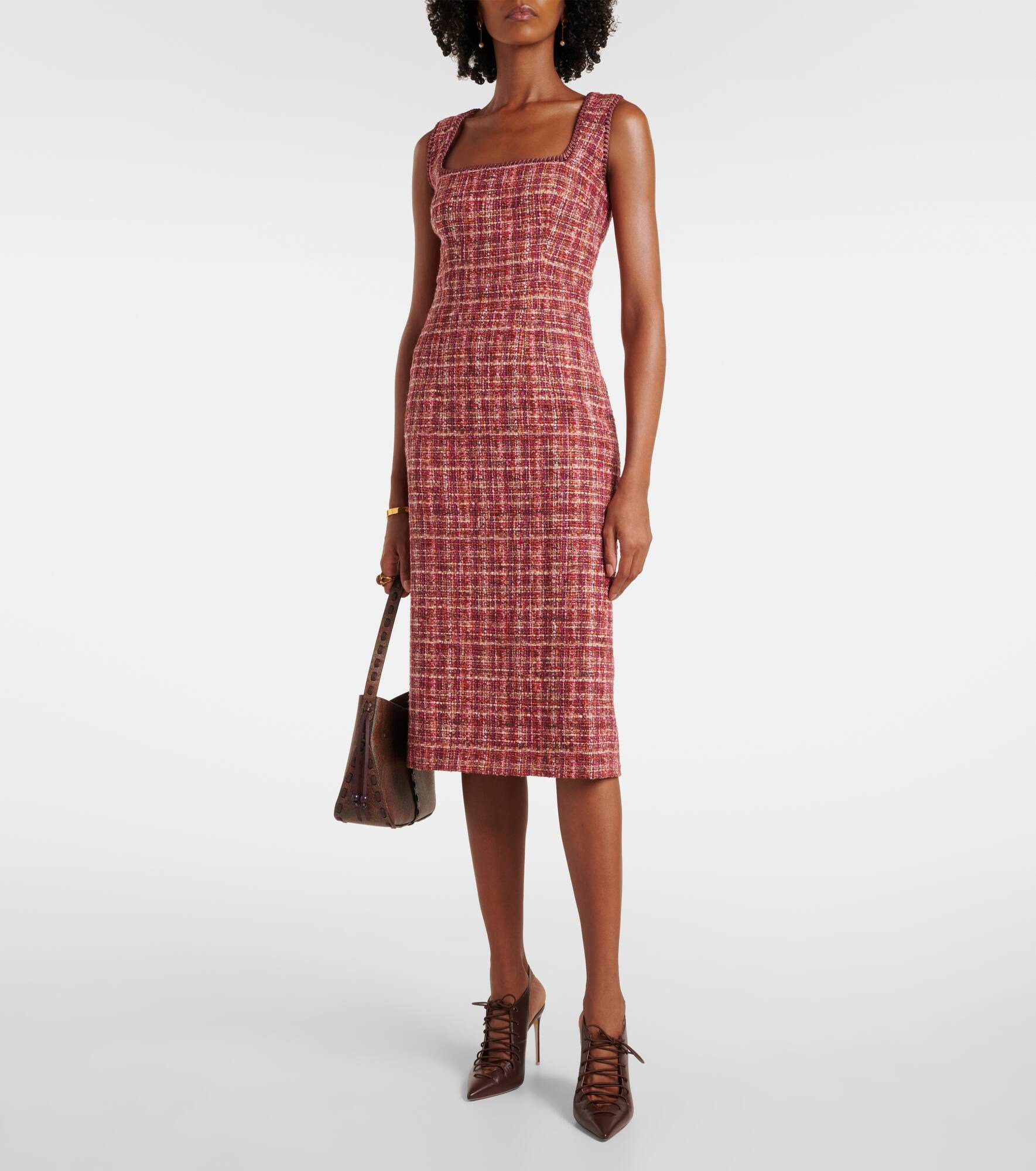 Cotton and wool-blend midi dress - 2