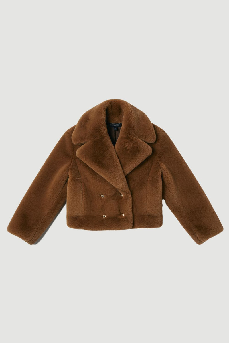 Plus Size Faux Fur Buttoned Short Coat 4