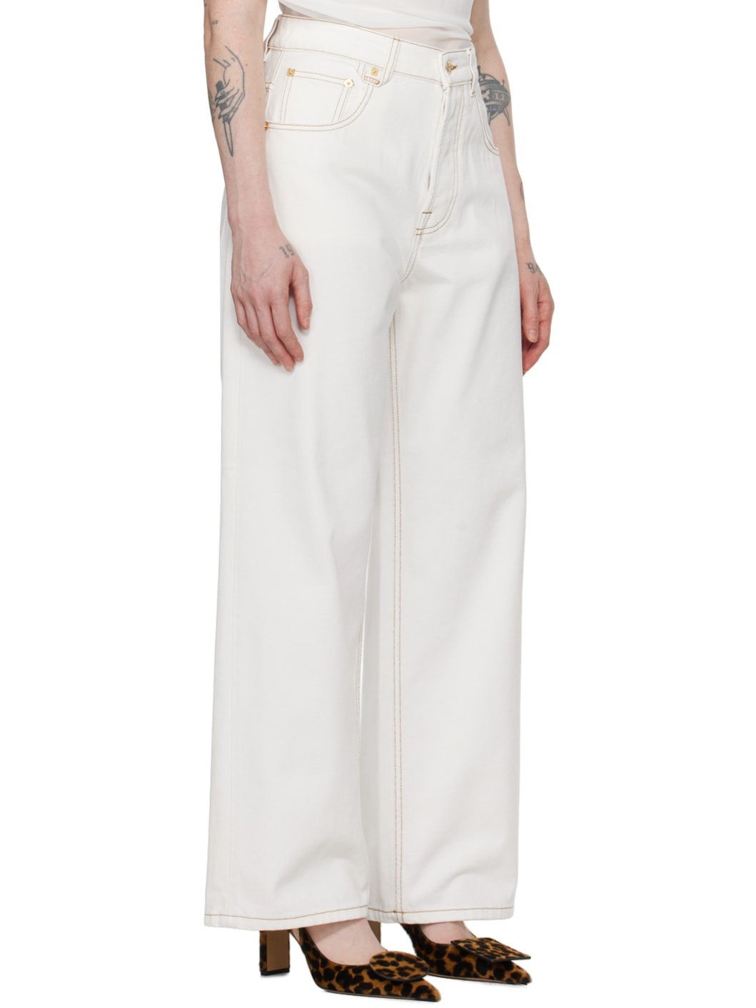 White Les Sculptures 'Le de-Nîmes large' Jeans - 2