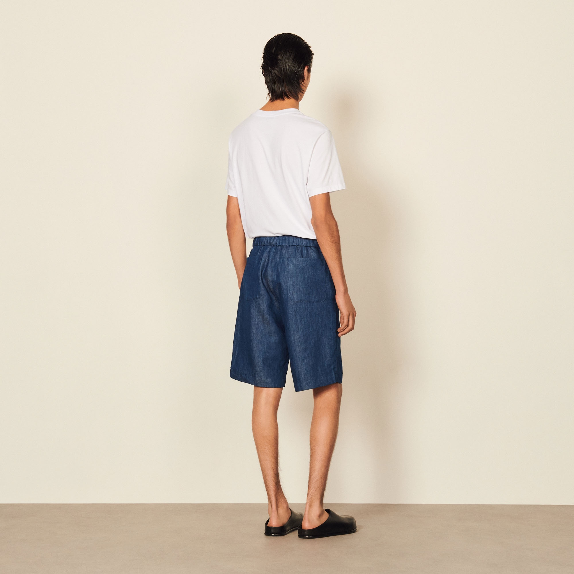 Wide chambray Bermuda shorts - 3