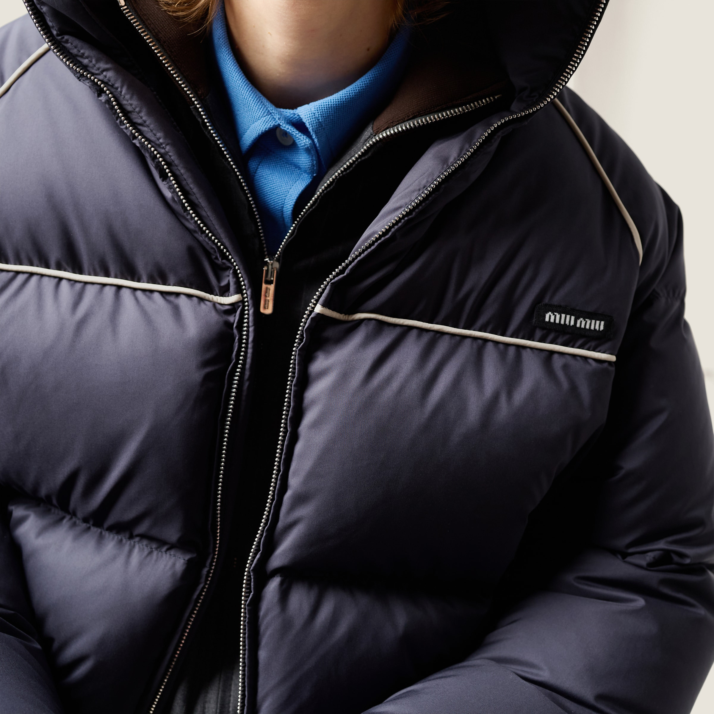Technical pongé down jacket - 5