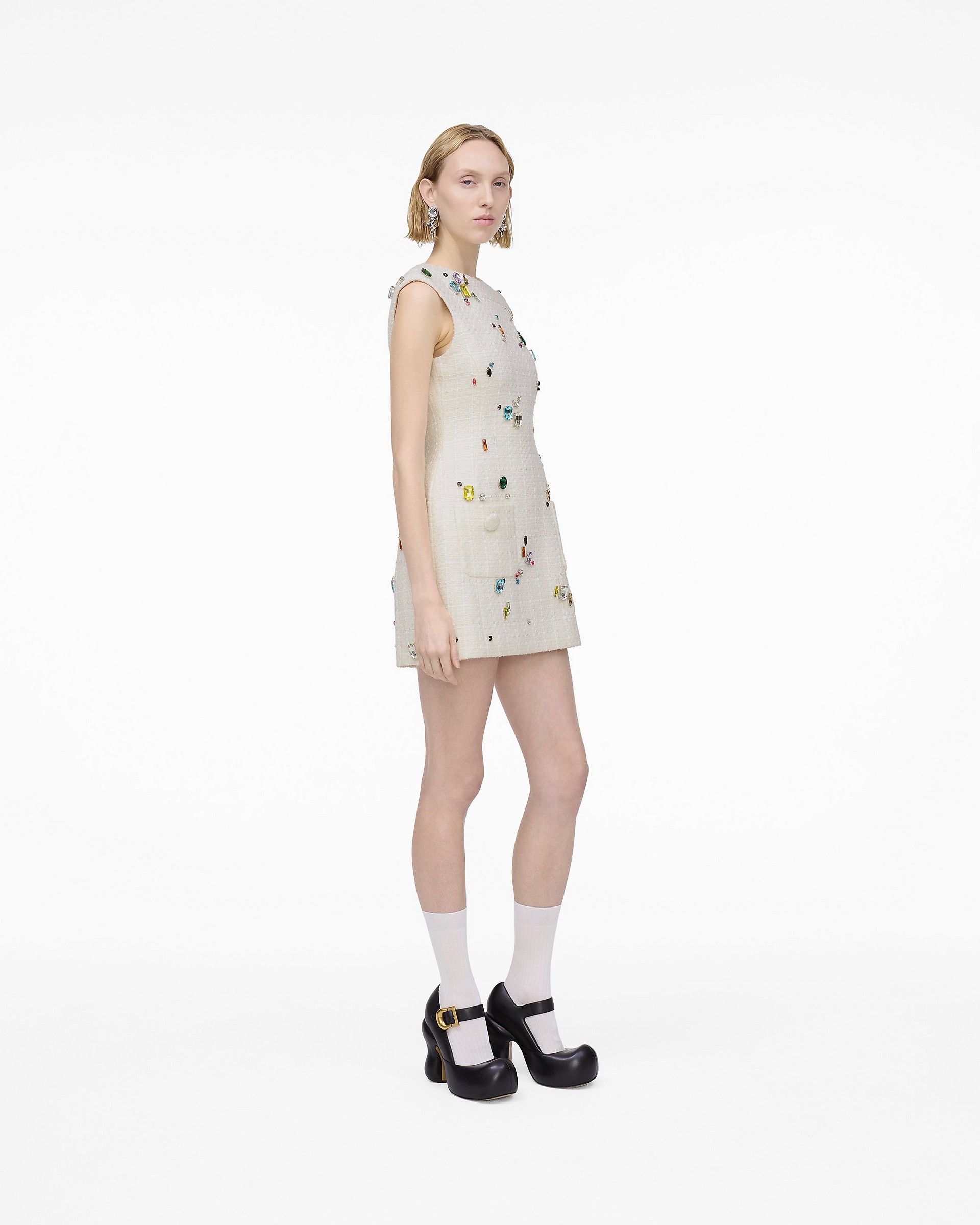 SCULPTURAL GEM TWEED DRESS - 3