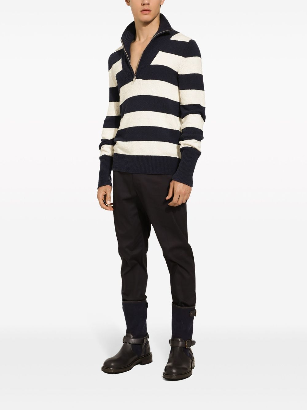 striped half-zip jumper - 3