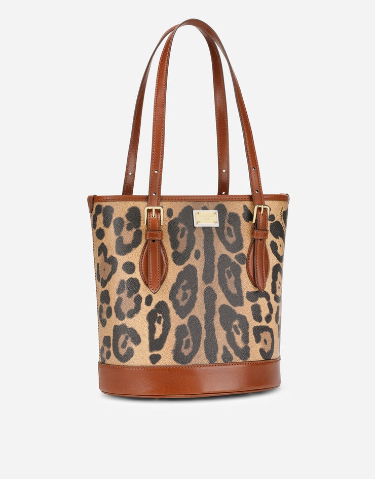 Leopard-print Crespo bucket bag with branded plate - 3