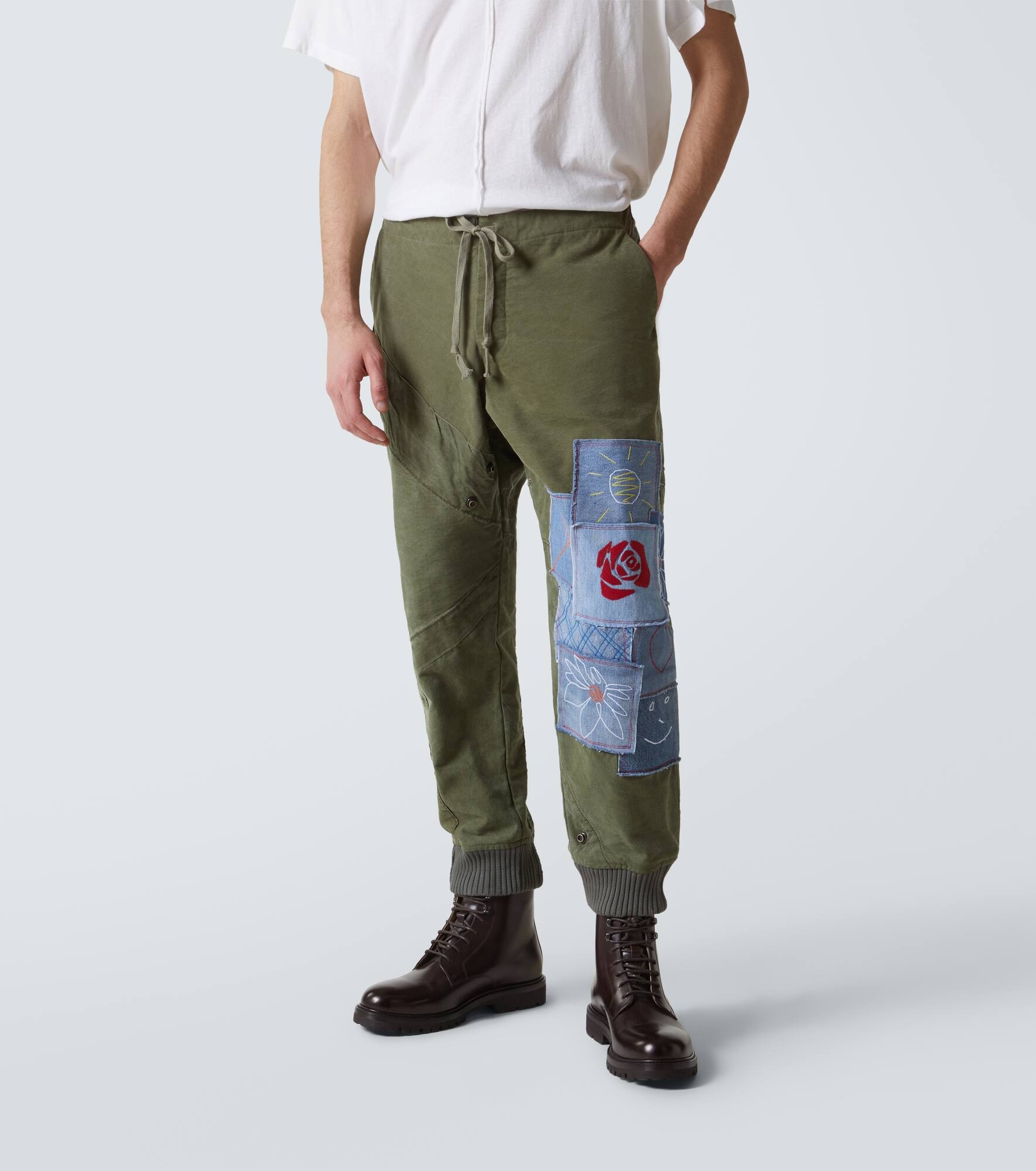 Patchwork cotton sweatpants - 3
