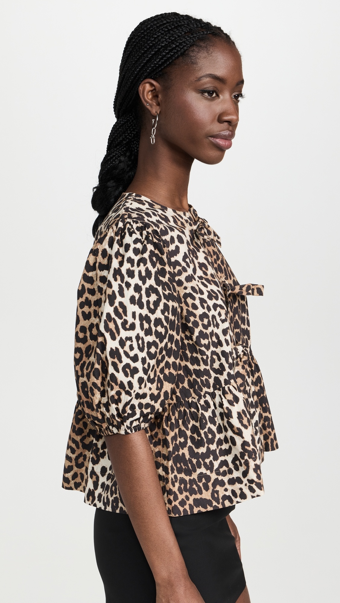 Printed Cotton Poplin Peplum Blouse - 3