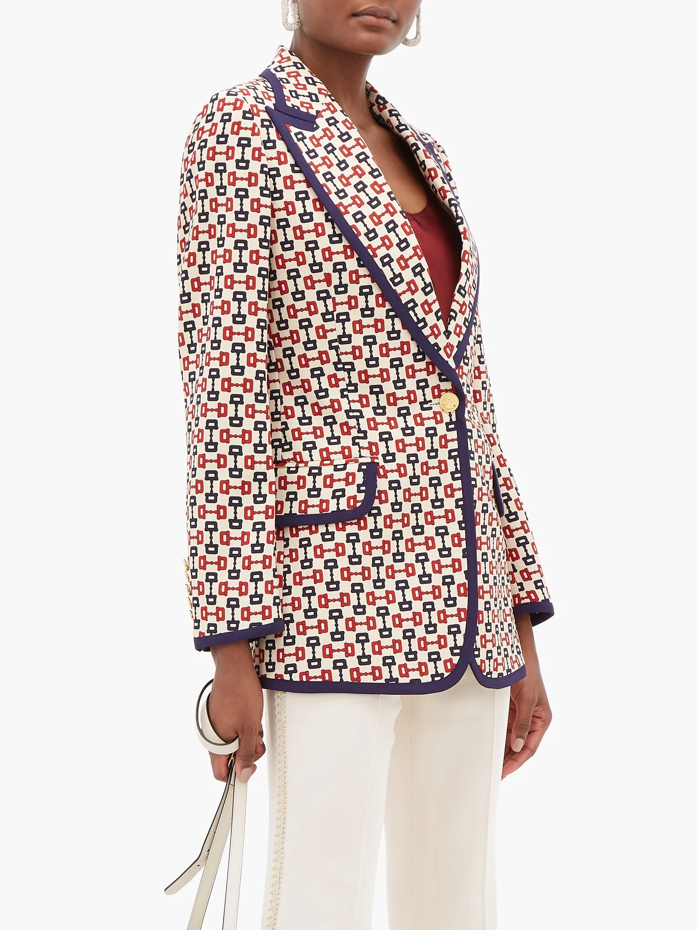 Horsebit-print single-breasted crepe jacket - 6