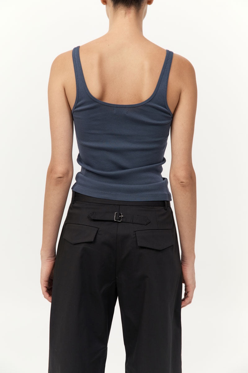 Organic Cotton Slim Scoop Tank - Storm - 5