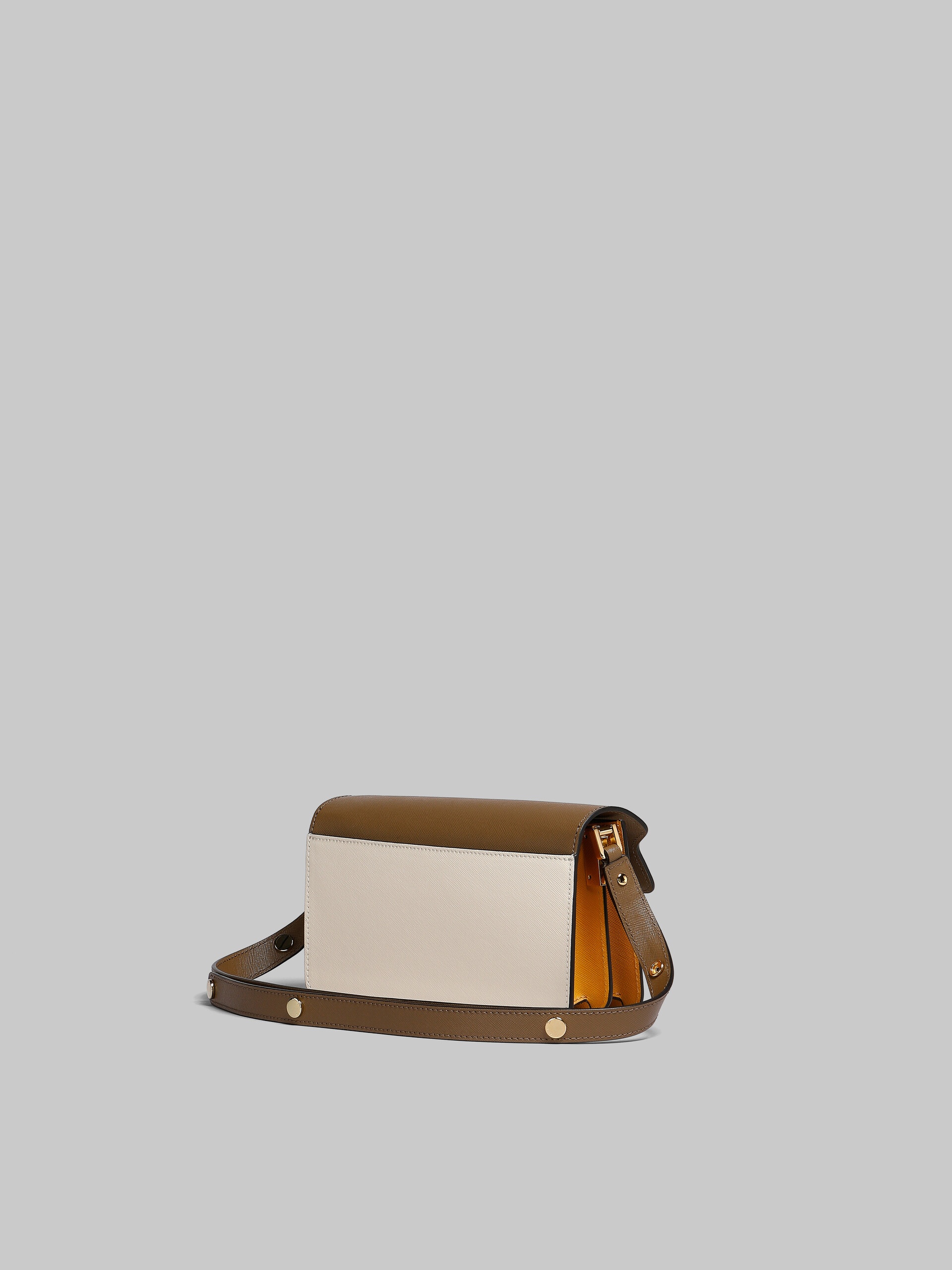 TRUNK BAG E/W IN BROWN WHITE AND ORANGE SAFFIANO LEATHER - 3