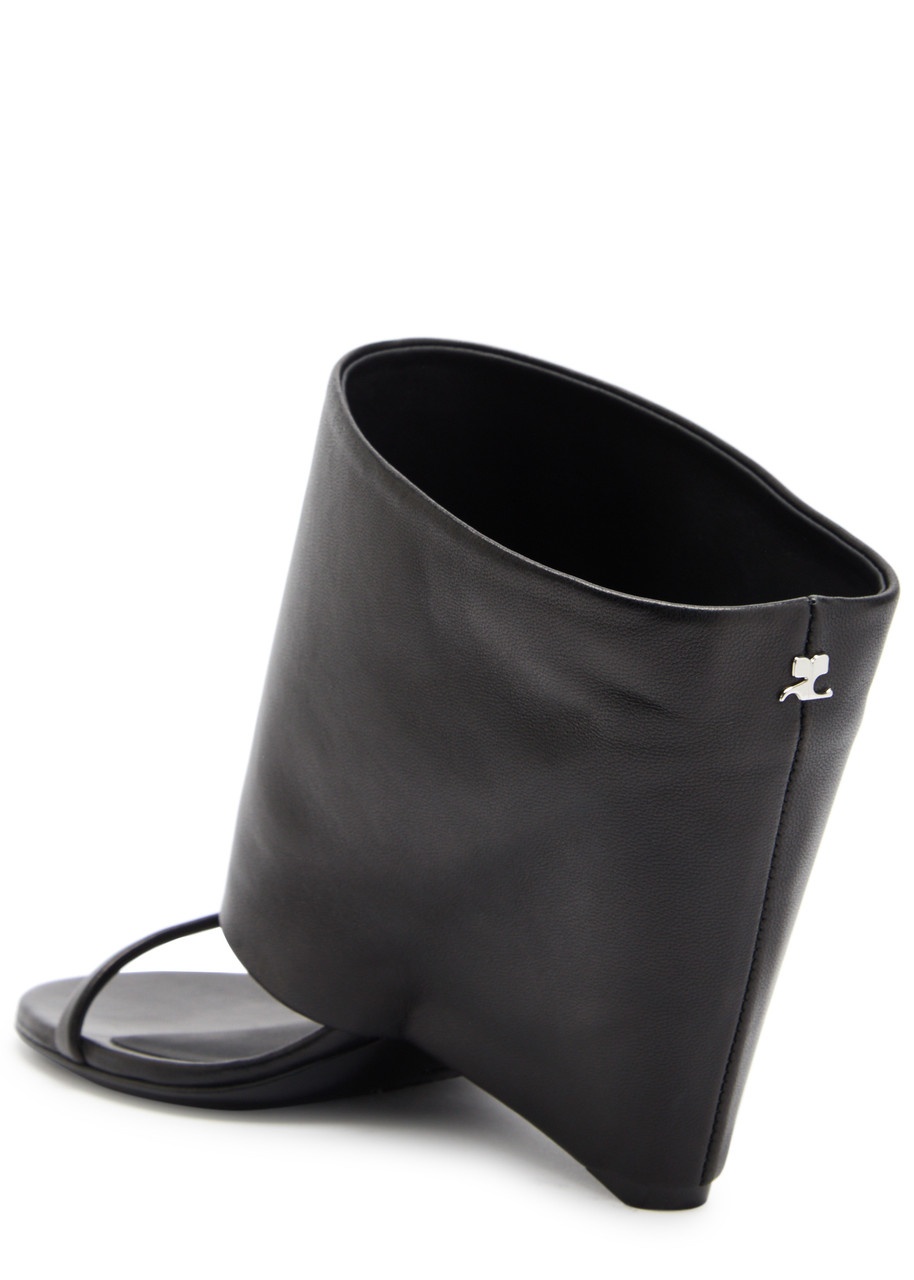 Courrèges Oblique 90 Leather Wedge Mules - 2
