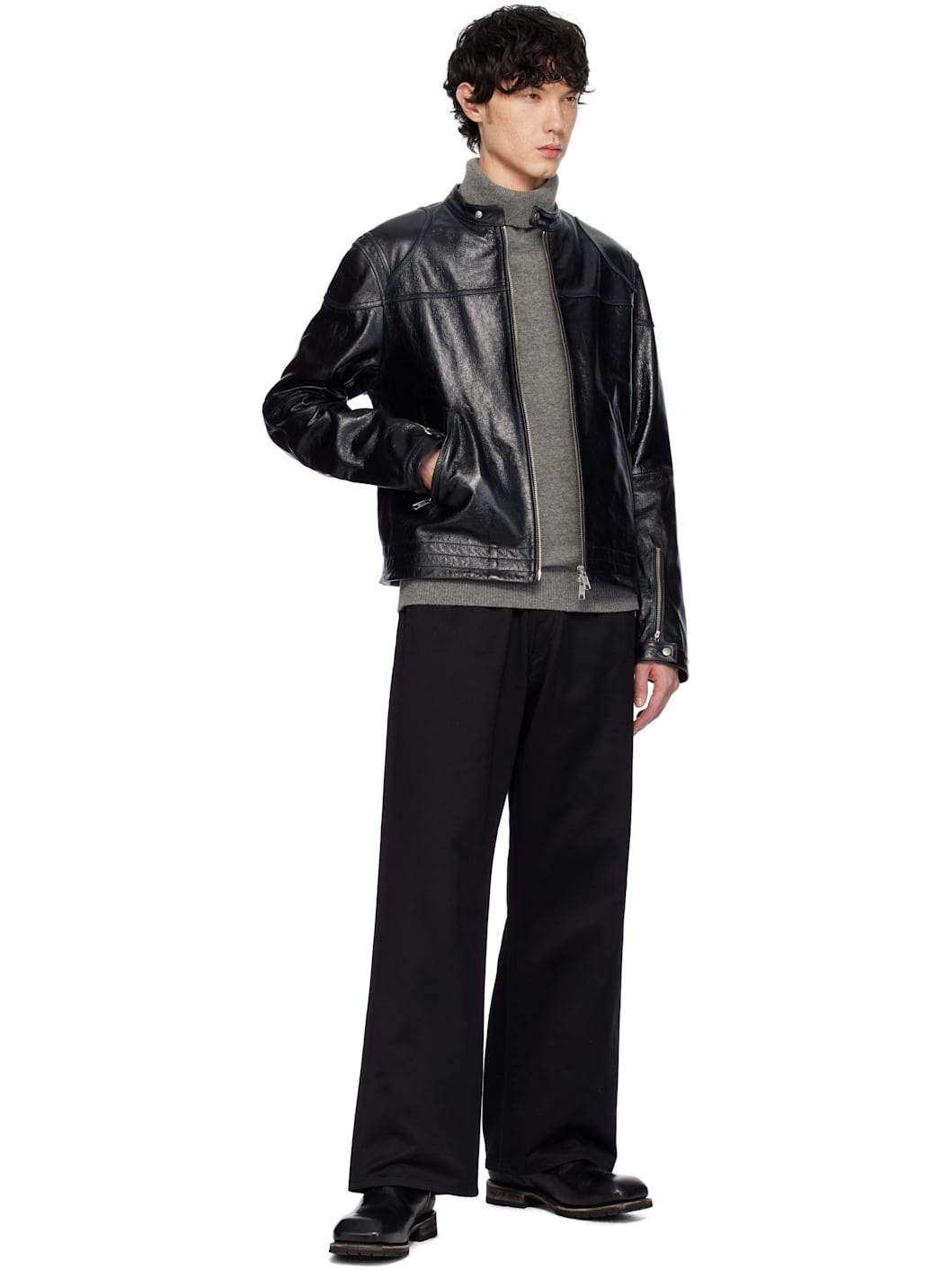 Black Mavericks Motorcycle Leather Jacket - 4