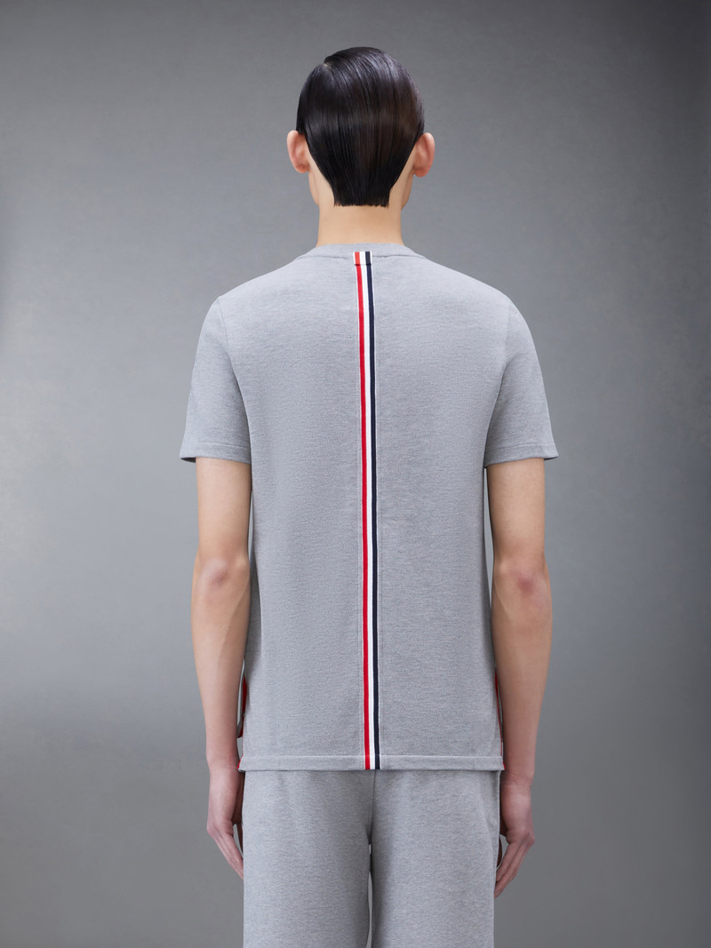 Thom Browne Light Grey Cotton Pique Center Back Stripe Relaxed Fit Tee outlook