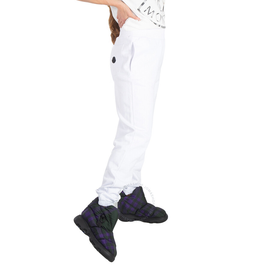 Moncler White Logo Embroidered Cotton Sweatpants - 5