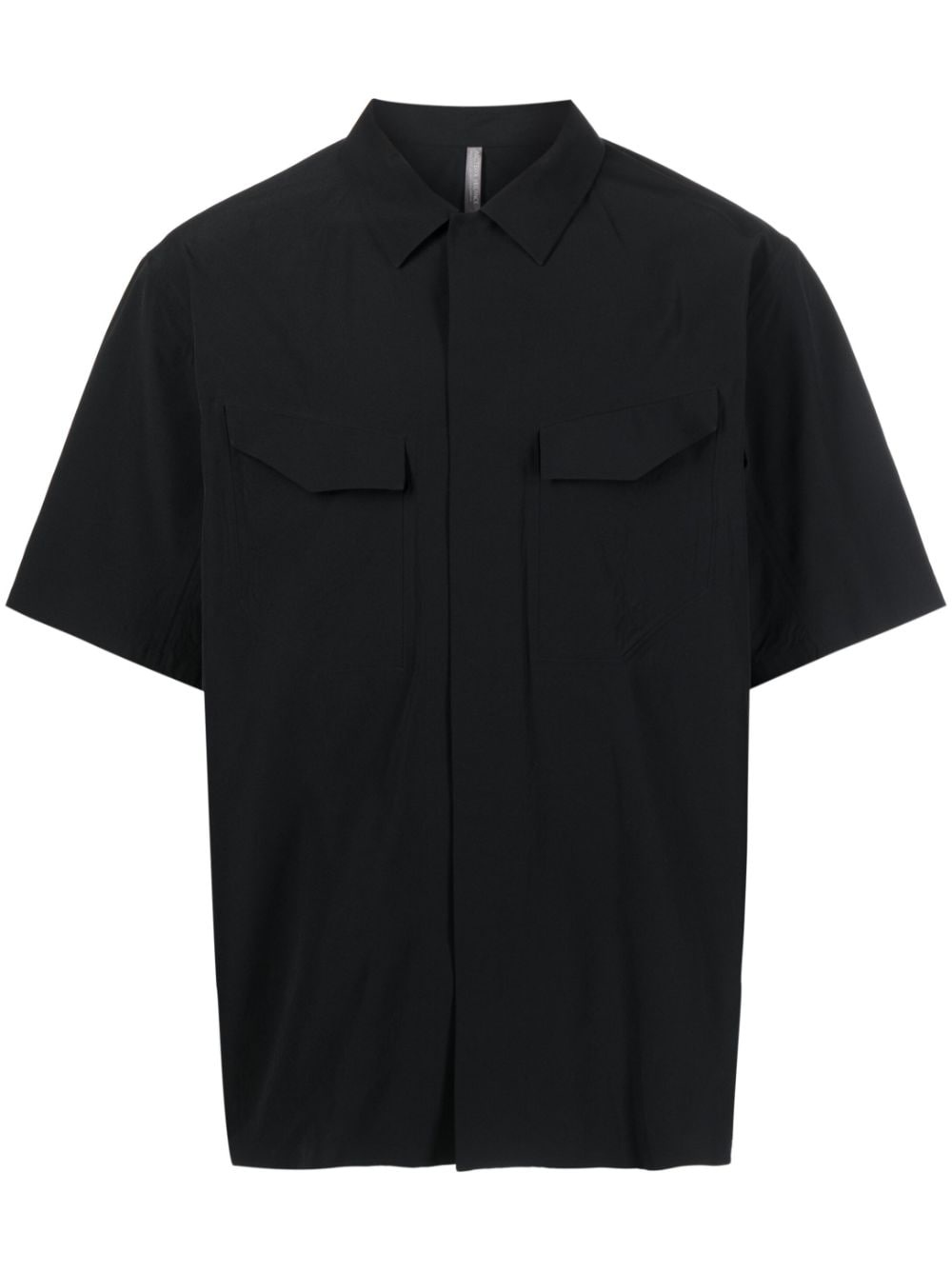 pointed-collar short-sleeve shirt - 1