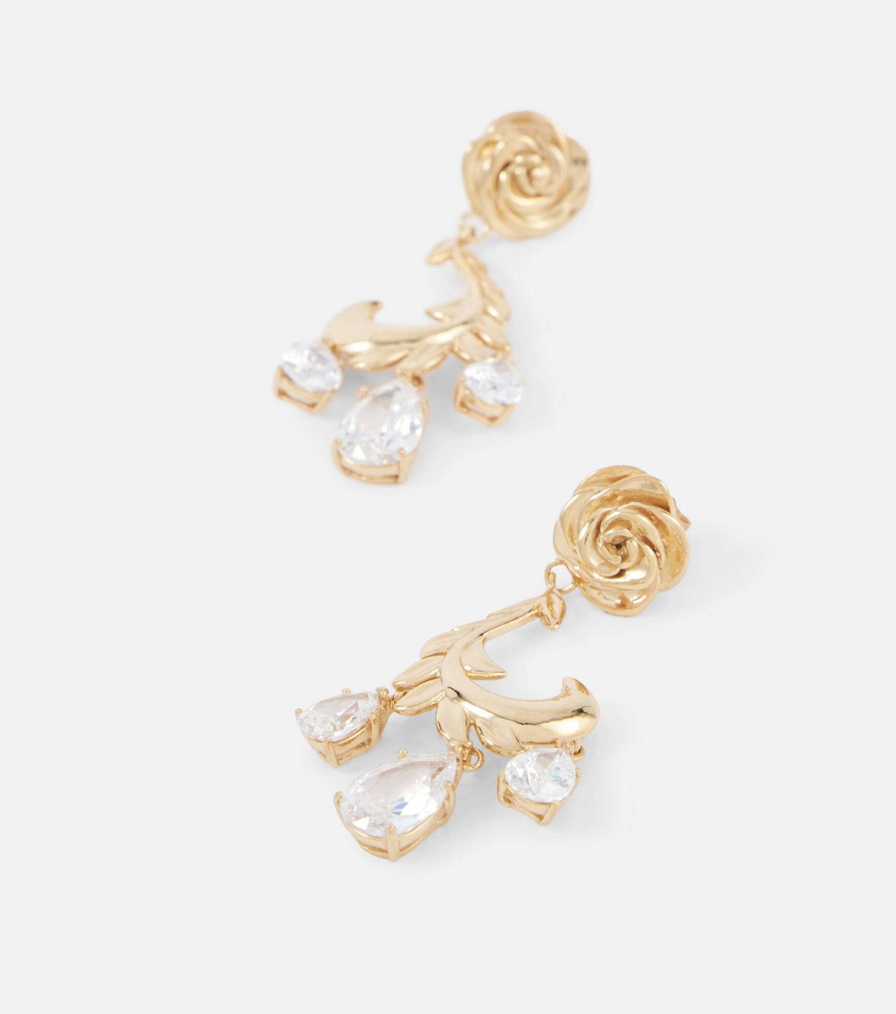 Crystal-embellished gold-plated drop earrings - 4