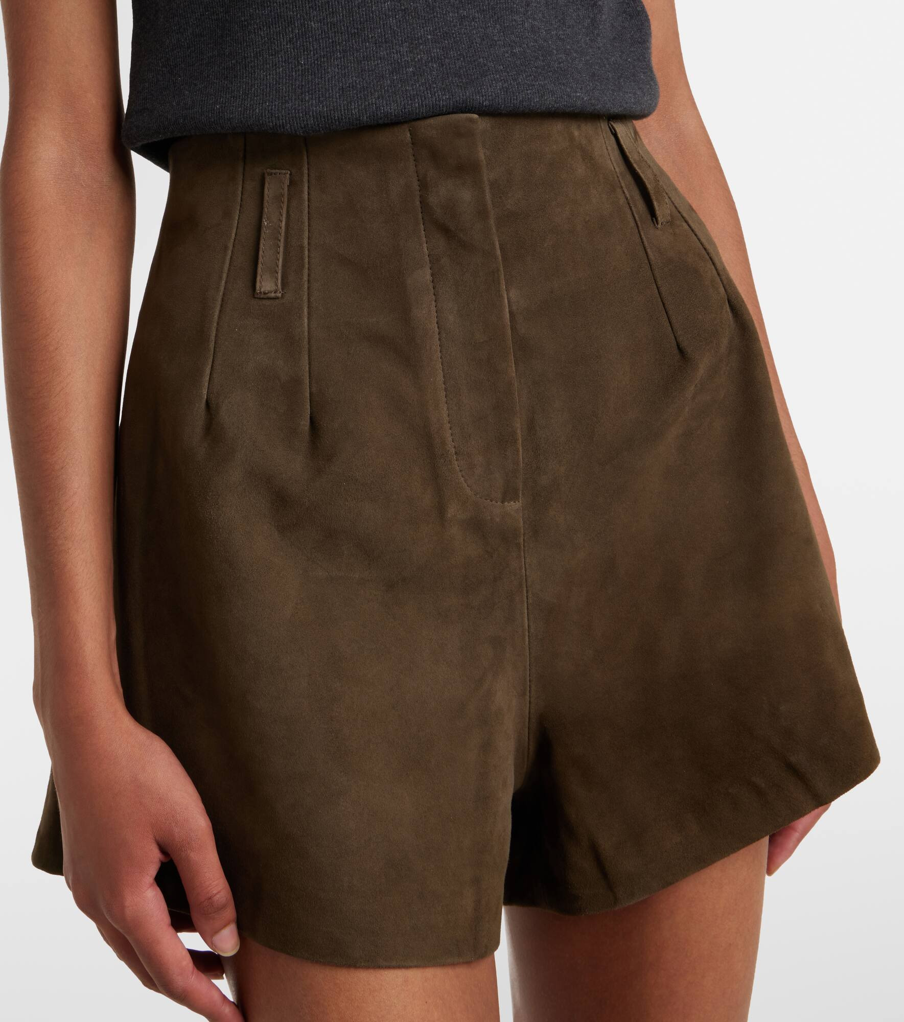 Lise high-rise suede shorts - 4