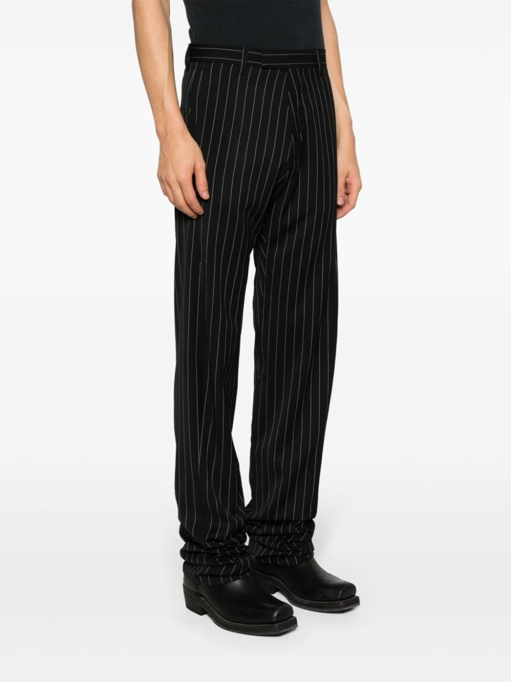 pinstriped straight-leg tailored trousers - 4